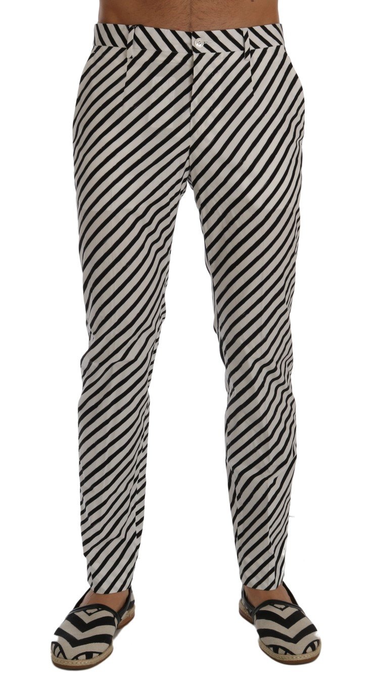 Dolce & Gabbana Men's Striped Cotton Slim Fit Trouser Black/White SIG60403 - IT46 | S