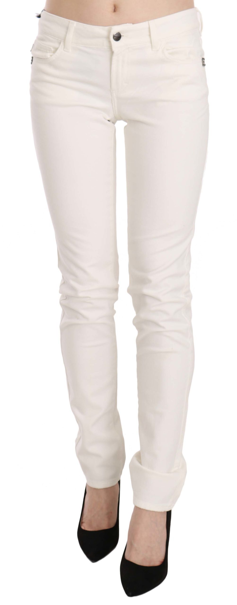 Cavalli Women's Cotton Low Waist Skinny Denim Trouser White PAN70350 - W28