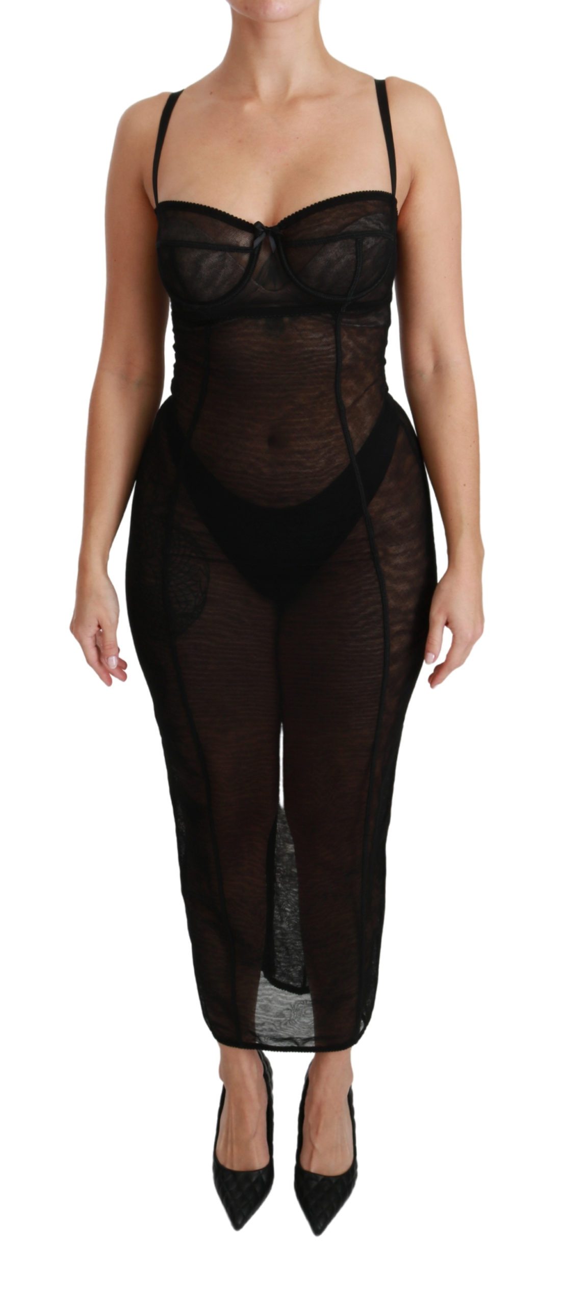 Dolce & Gabbana Women's Sheer Mesh Corset Bustier Dress Black DR2487 - IT40|S