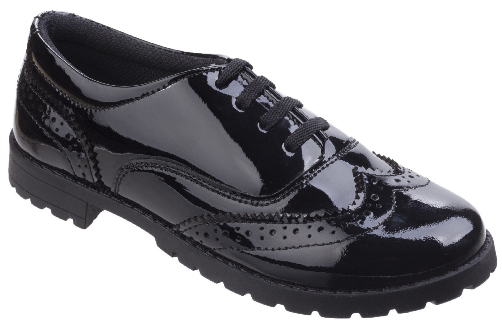 Hush Puppies Men's Eadie Jnr Brogue Shoe Black 27077 - Black 2 UK