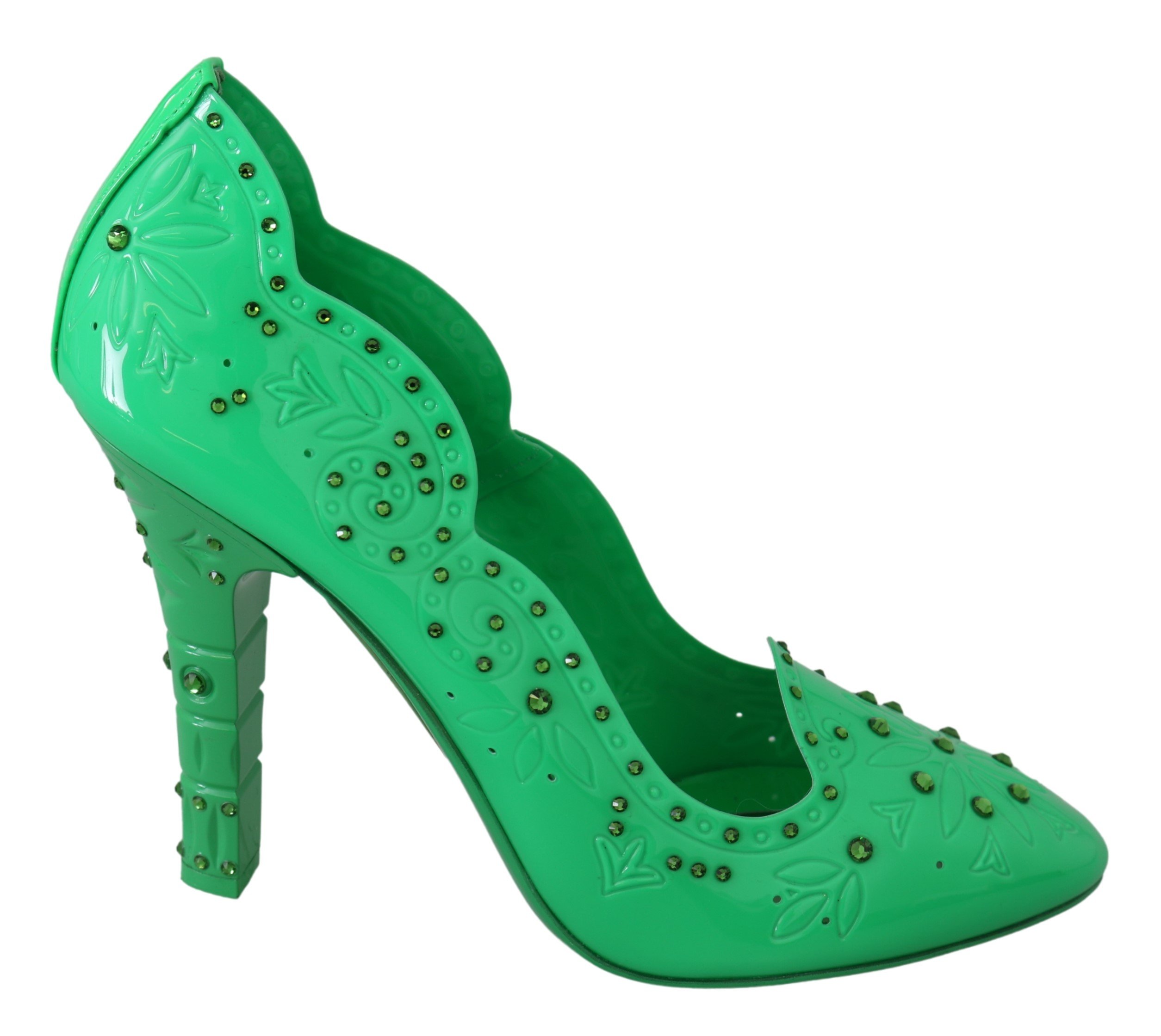 Dolce & Gabbana Women's Crystal Floral CINDERELLA Pumps Green LA7271 - EU40/US9.5