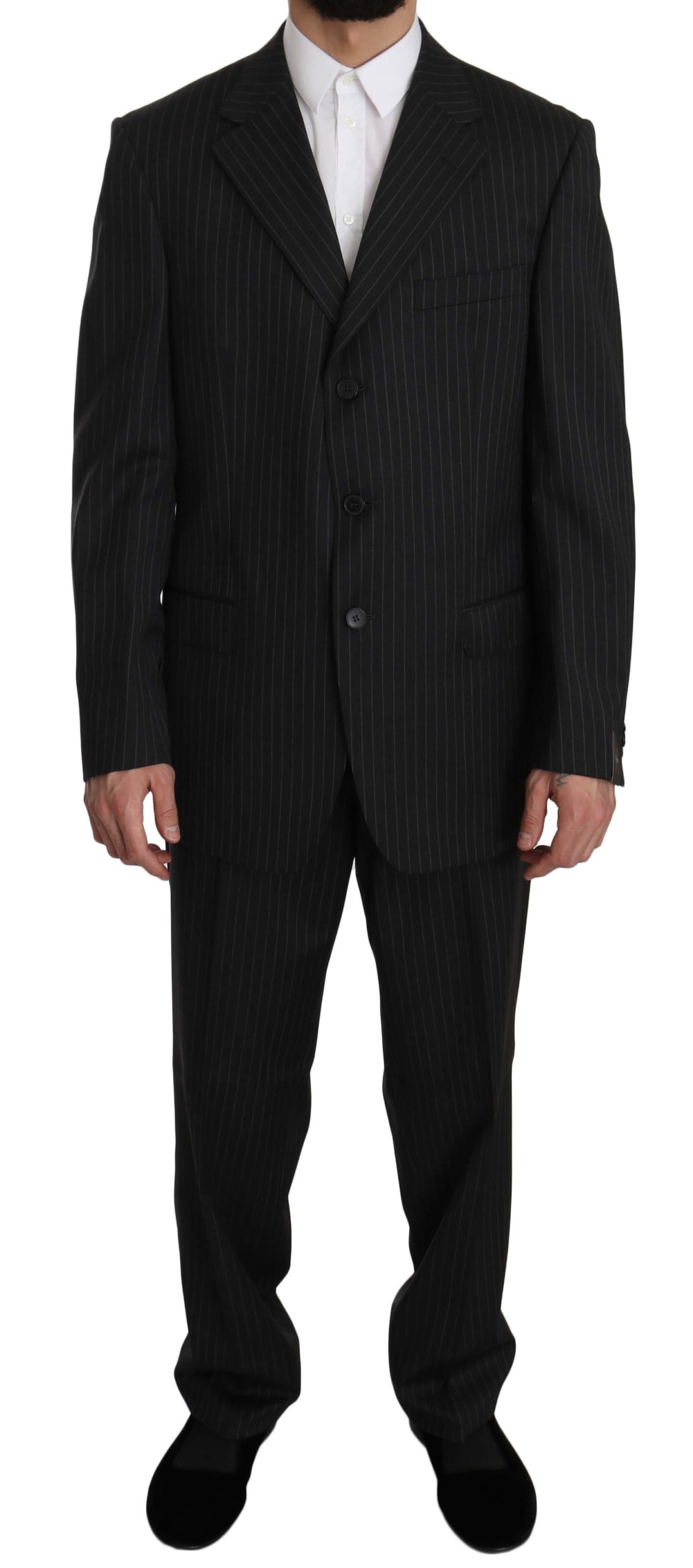 Z ZEGNA Men's Striped Two Piece Suit Black KOS1459 - IT52 | XL