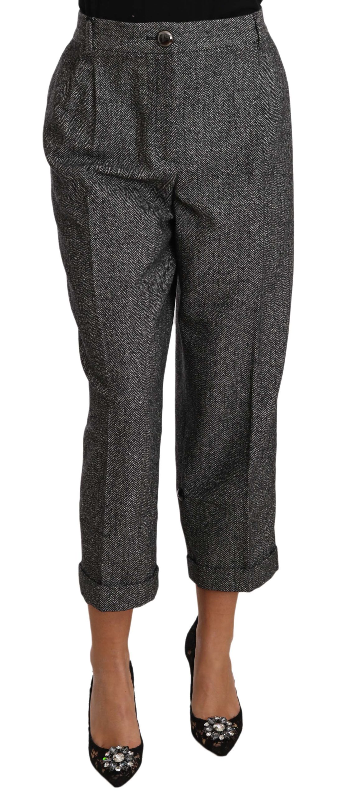 Dolce & Gabbana Women's Wool Pleated Cropped Trouser Pink PAN70266 - IT48|XXL