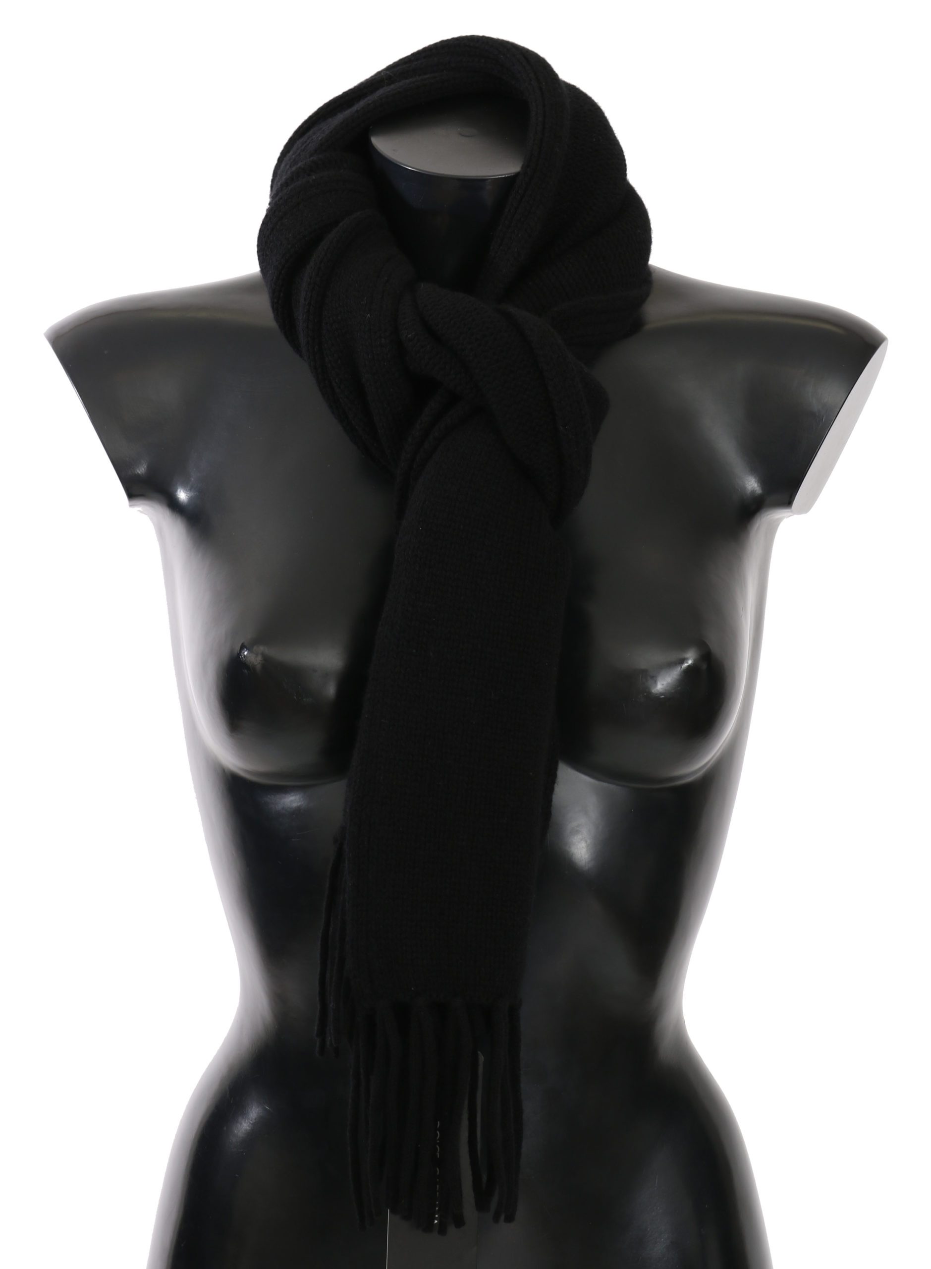 Dolce & Gabbana Women's Cashmere Fringes Unisex Scarf Black MS5012BG