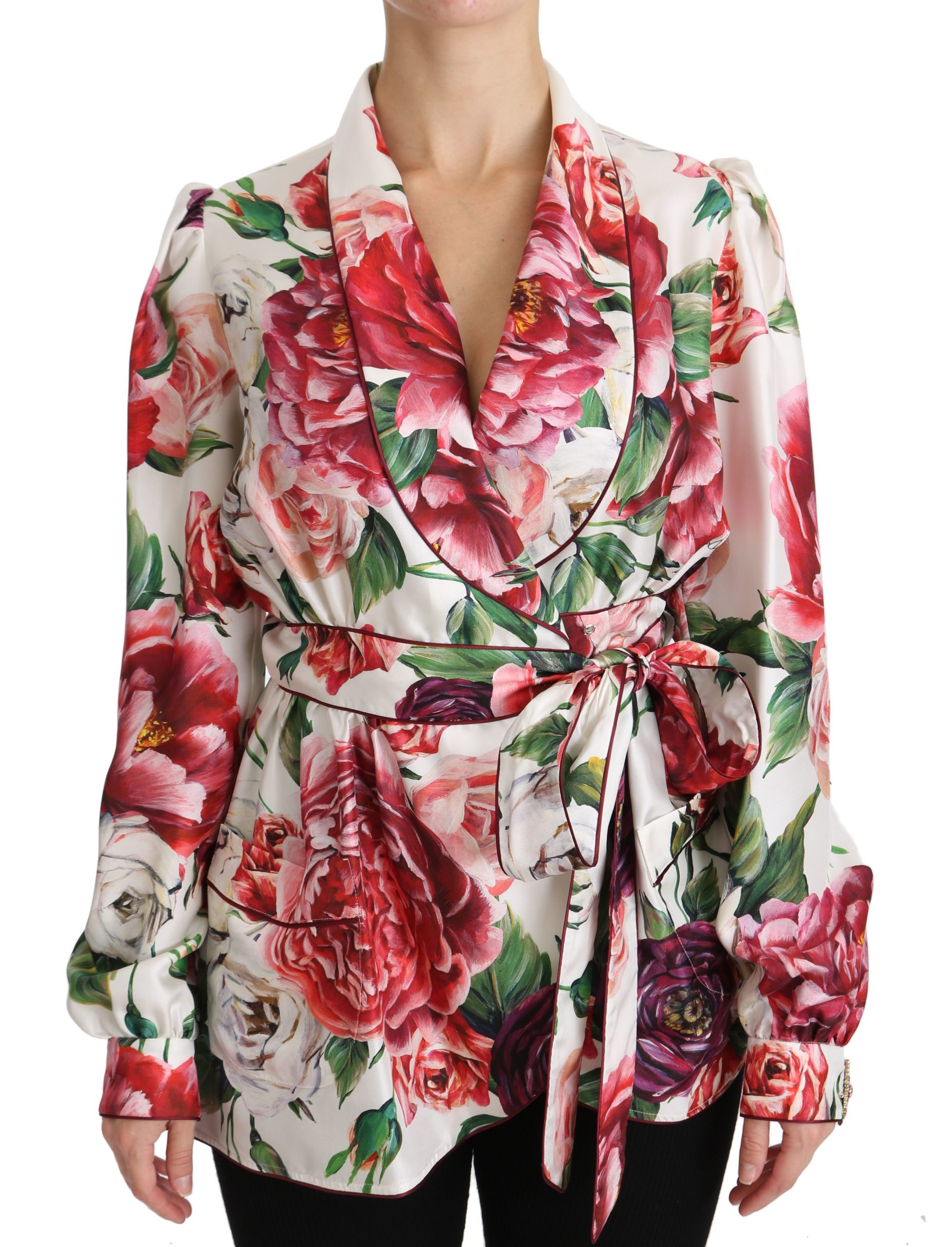 White Floral Sleepwear Blouse Top Robe - IT38|XS