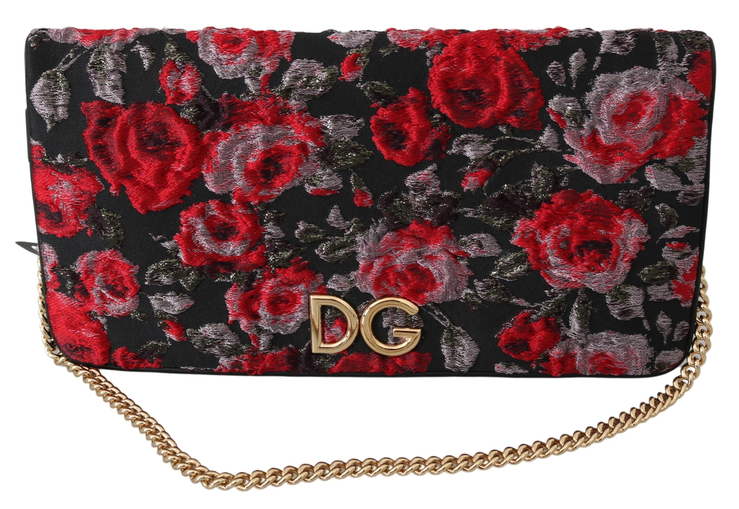 Dolce & Gabbana Women's Roses Jacquard Clutch Bag Black VAS9921