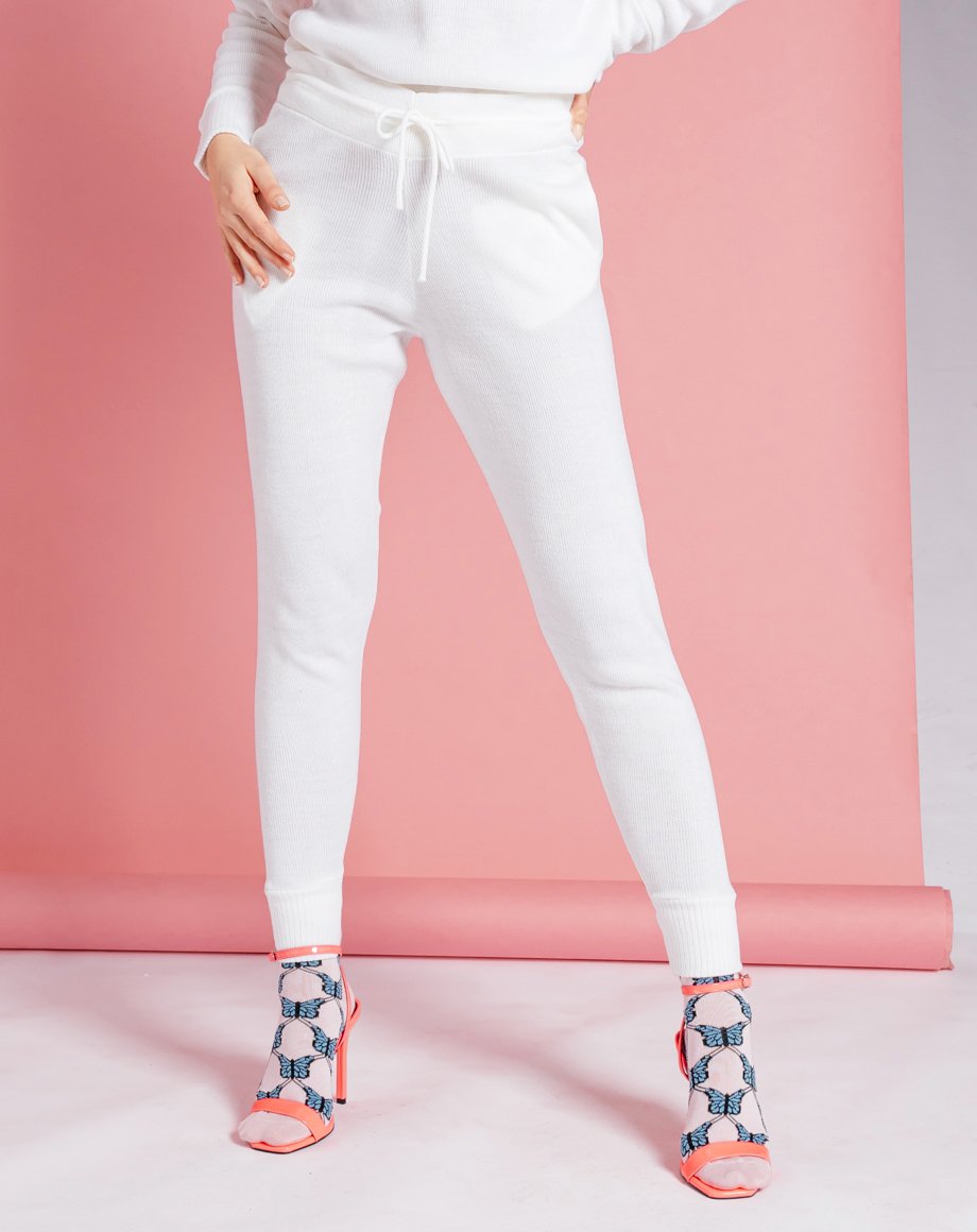 Auriel Knitted Lounge Bottoms - White / 8
