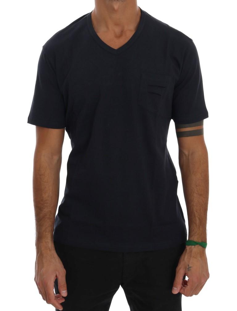 Daniele Alessandrini Men's Cotton V-neck T-Shirt Blue TSH1321 - S