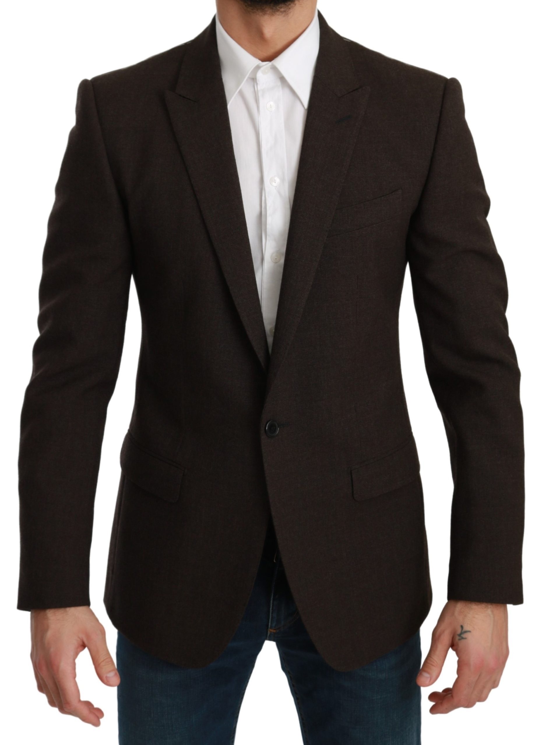 Dolce & Gabbana Men's Slim Fit Coat Jacket MARTINI Blazer Brown KOS1774 - IT48 | M