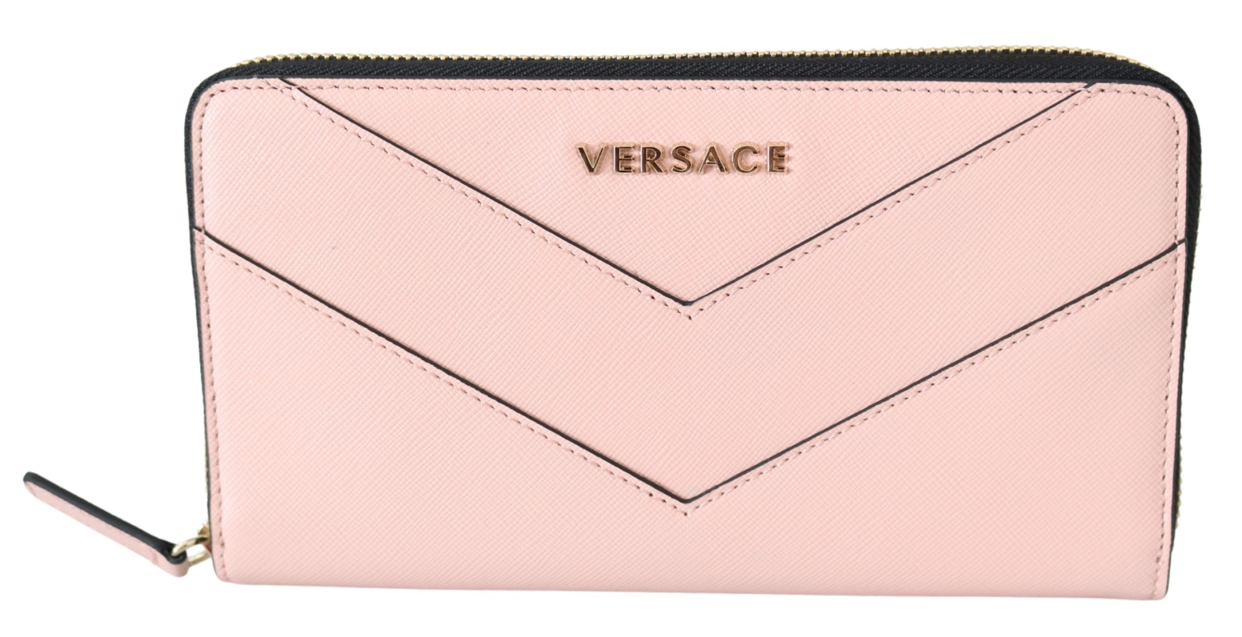 Versace Women's Zip Around Leather Wallet Pink 8053850421268