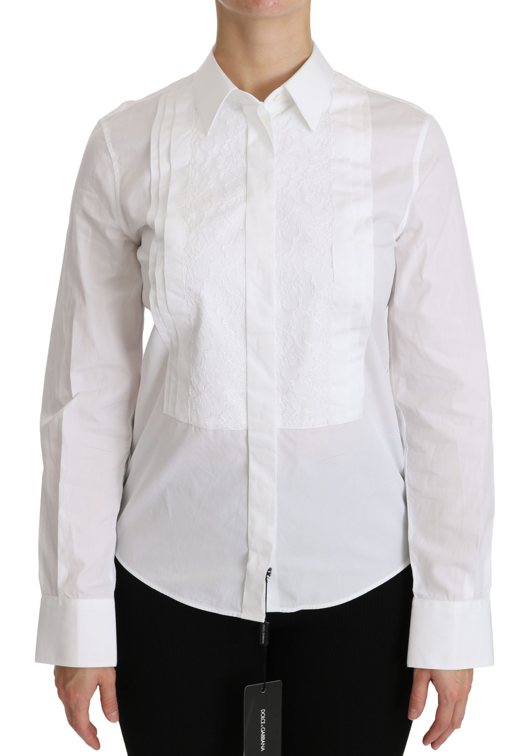 Dolce & Gabbana Women's Long Sleeve Polo Shirt White TSH4320 - IT44|L