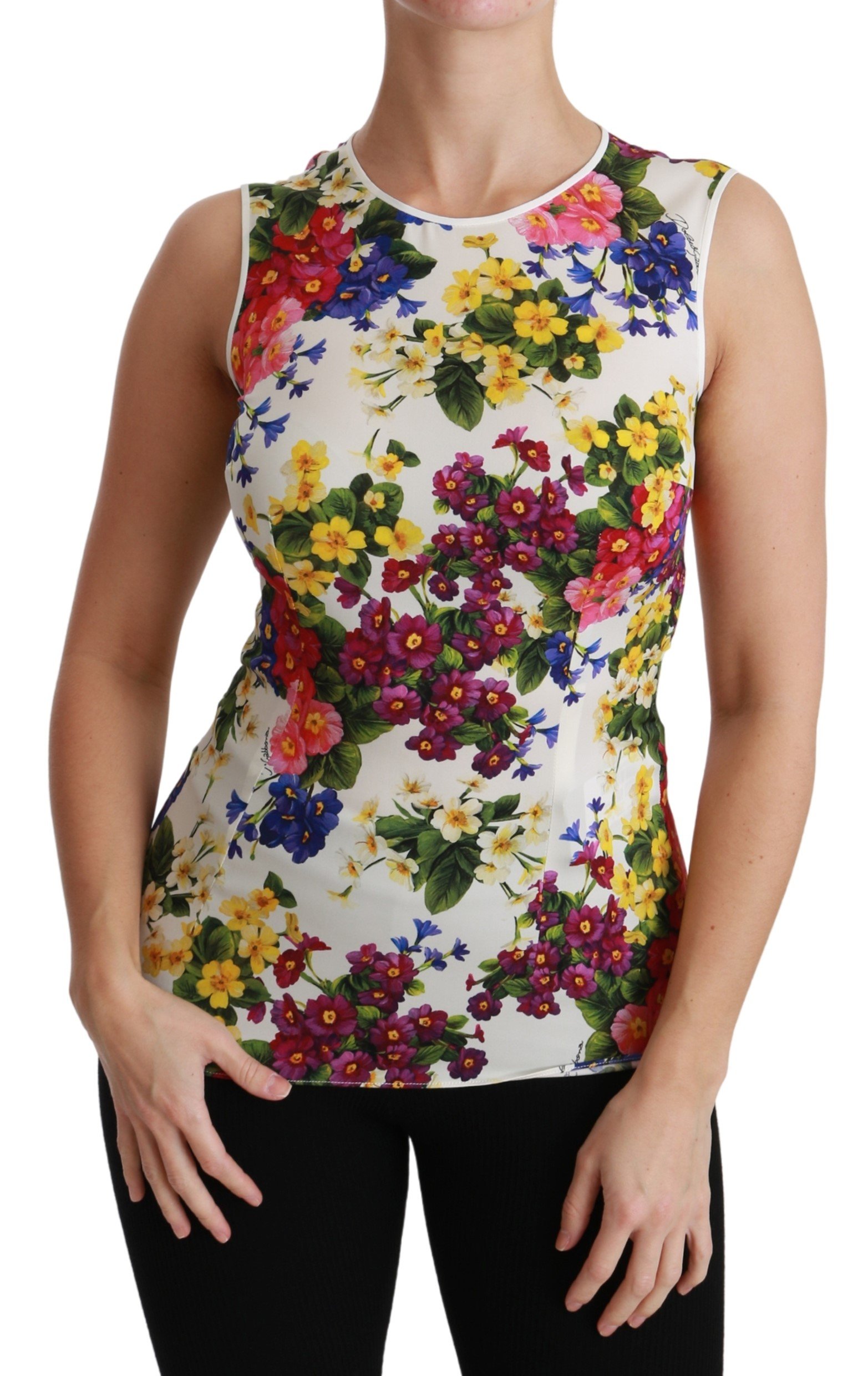 Dolce & Gabbana Women's Floral Sleeveless Top White TSH4477 - IT38|XS