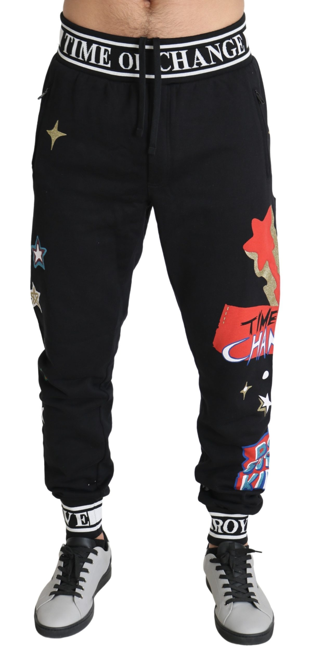 Black Time of Change Star Joggers Cotton Pants - IT52 | XL