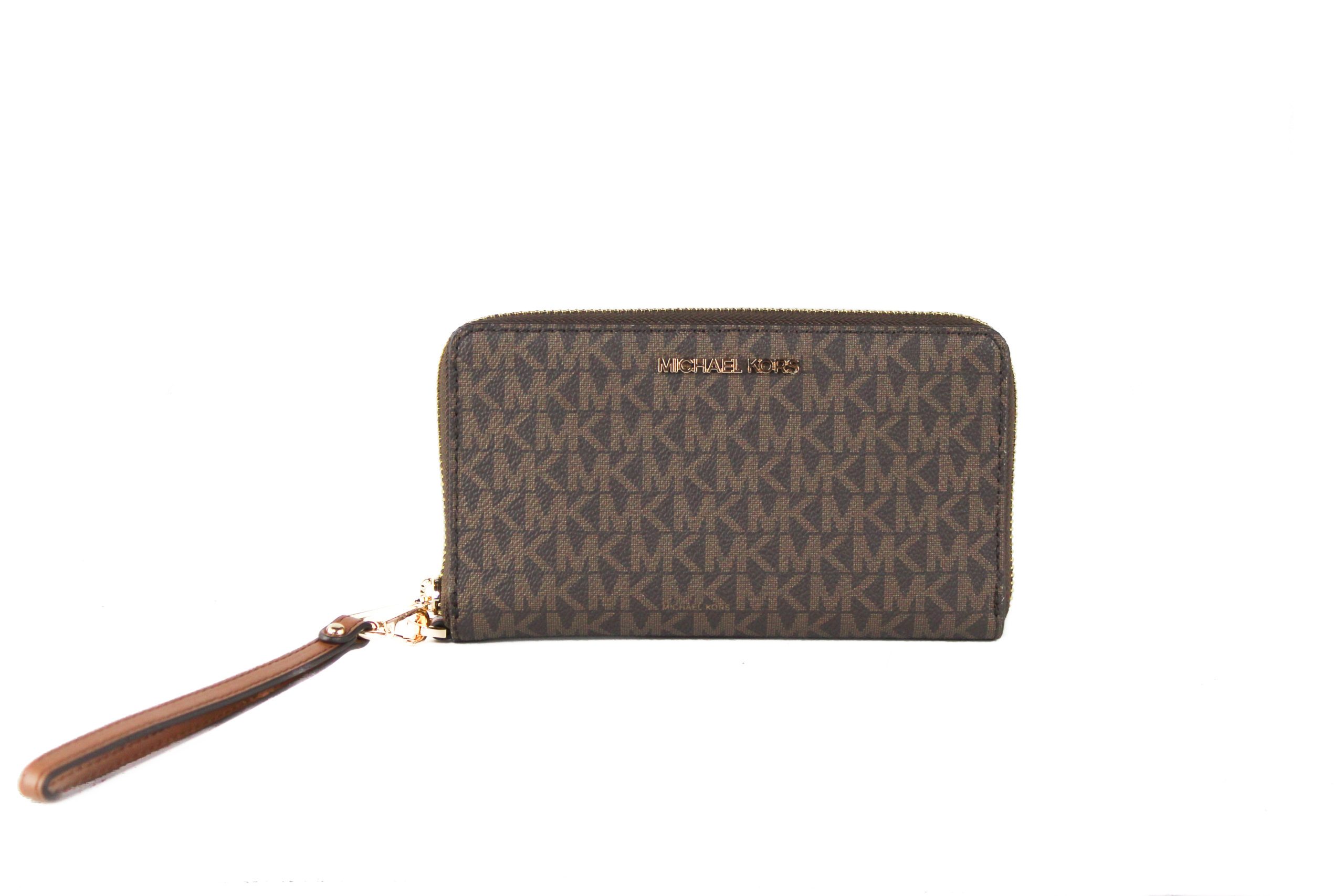 Jet Set Travel Medium Signature PVC Medium Zip Around Phone Holder Wristlet Wallet