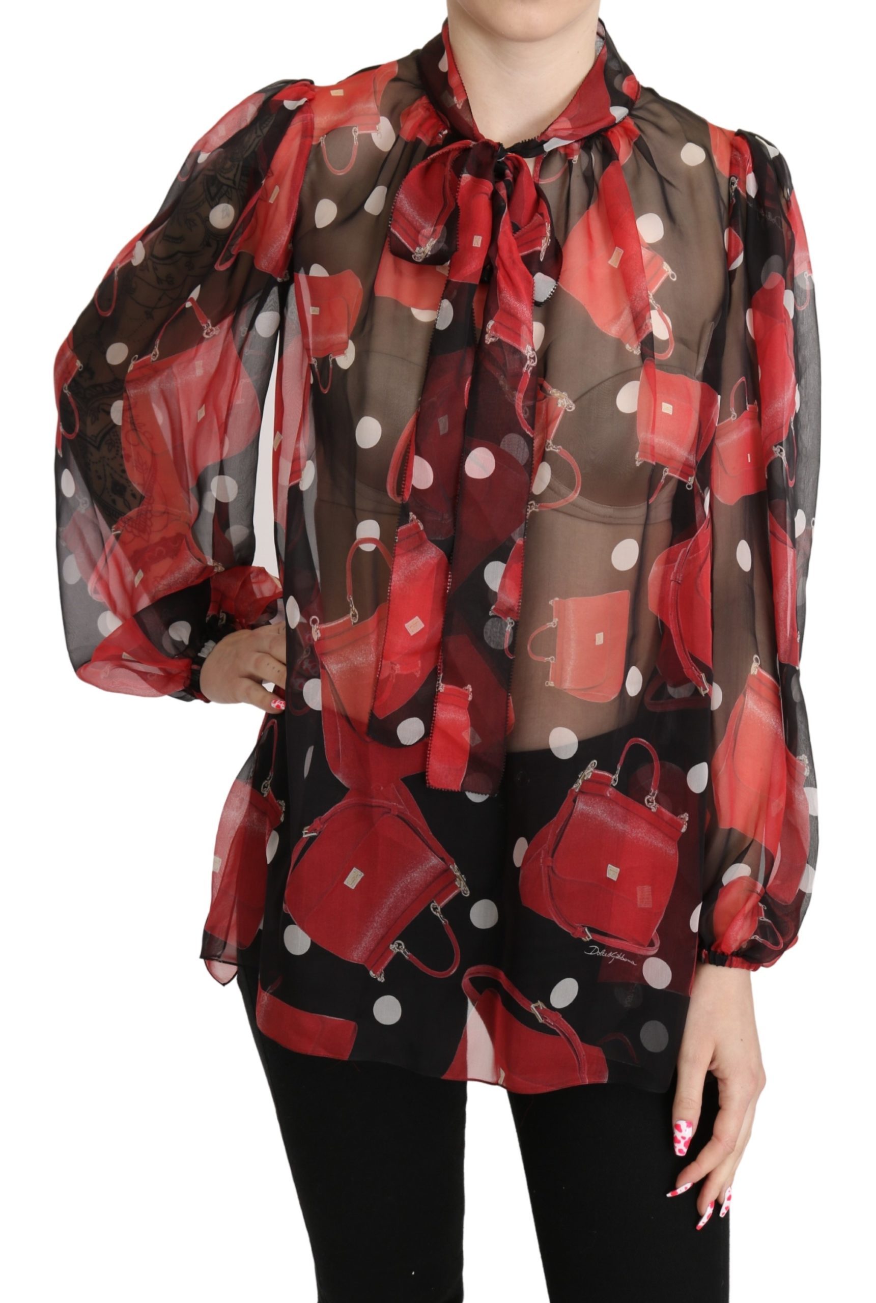 Dolce & Gabbana Women's Sheer Sicily Top Red TSH5255 - IT36 | XS
