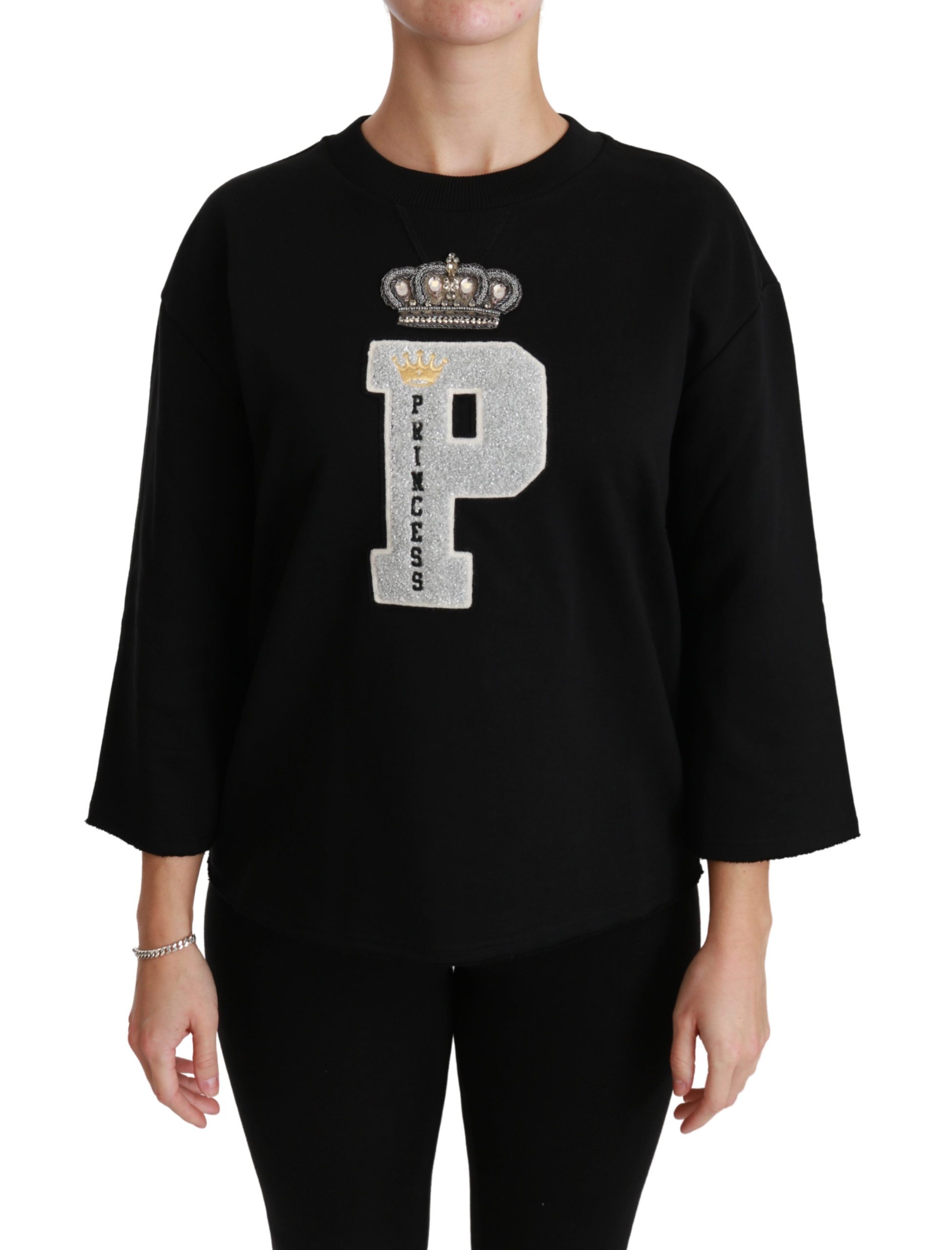 Black Princess Crystal Crown Top Sweater - IT46|XL