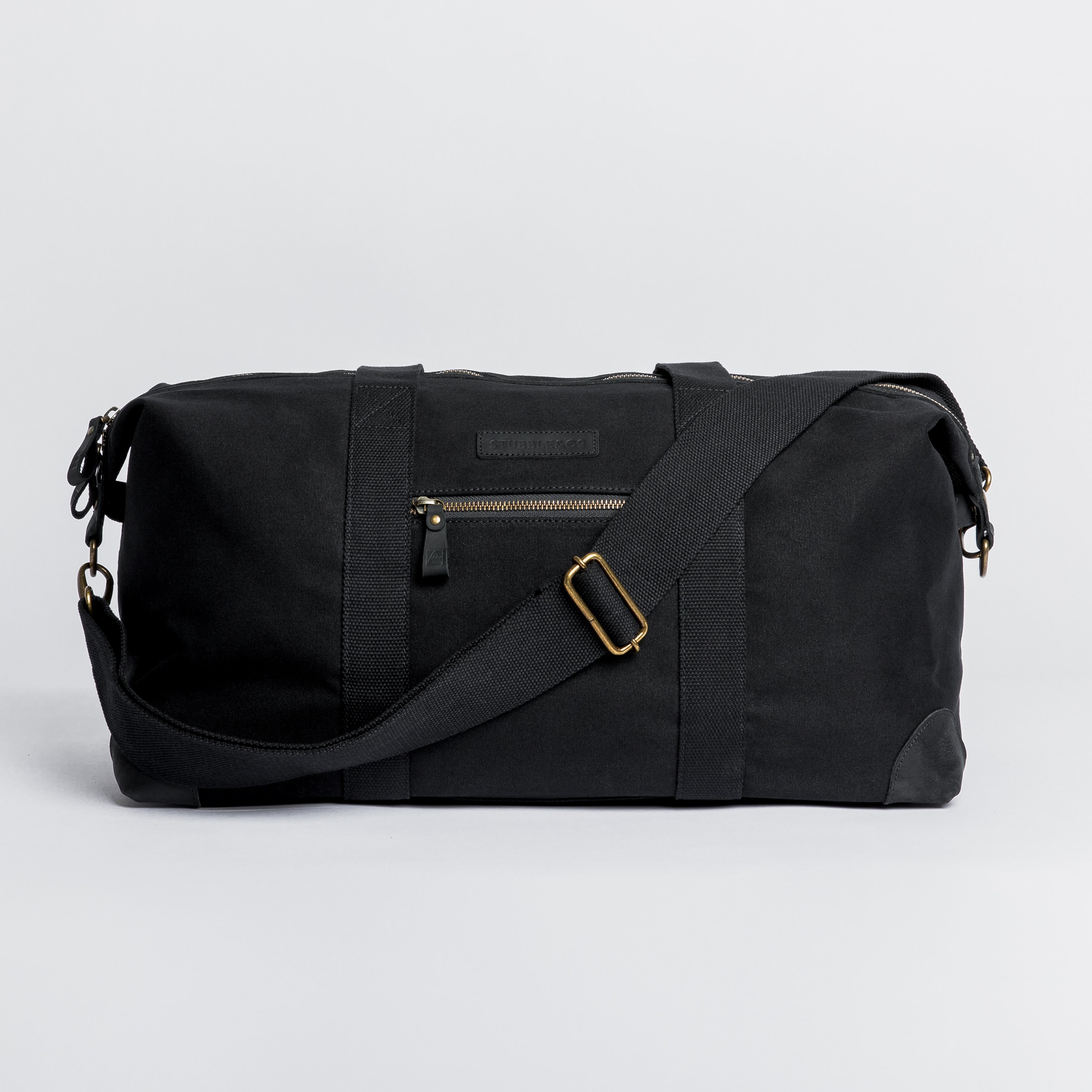 The Everyday Bag. Waterproofed Canvas and Leather Holdall. 15" Laptop pocket., Black
