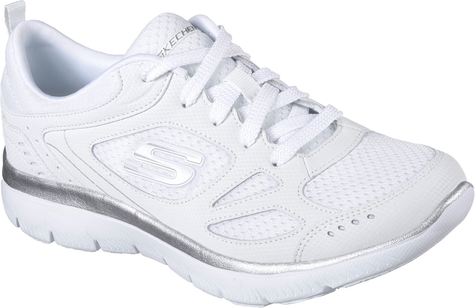Skechers Women's Summits Suited Lace Up Trainer Multicolor 31941 - White/Silver 3
