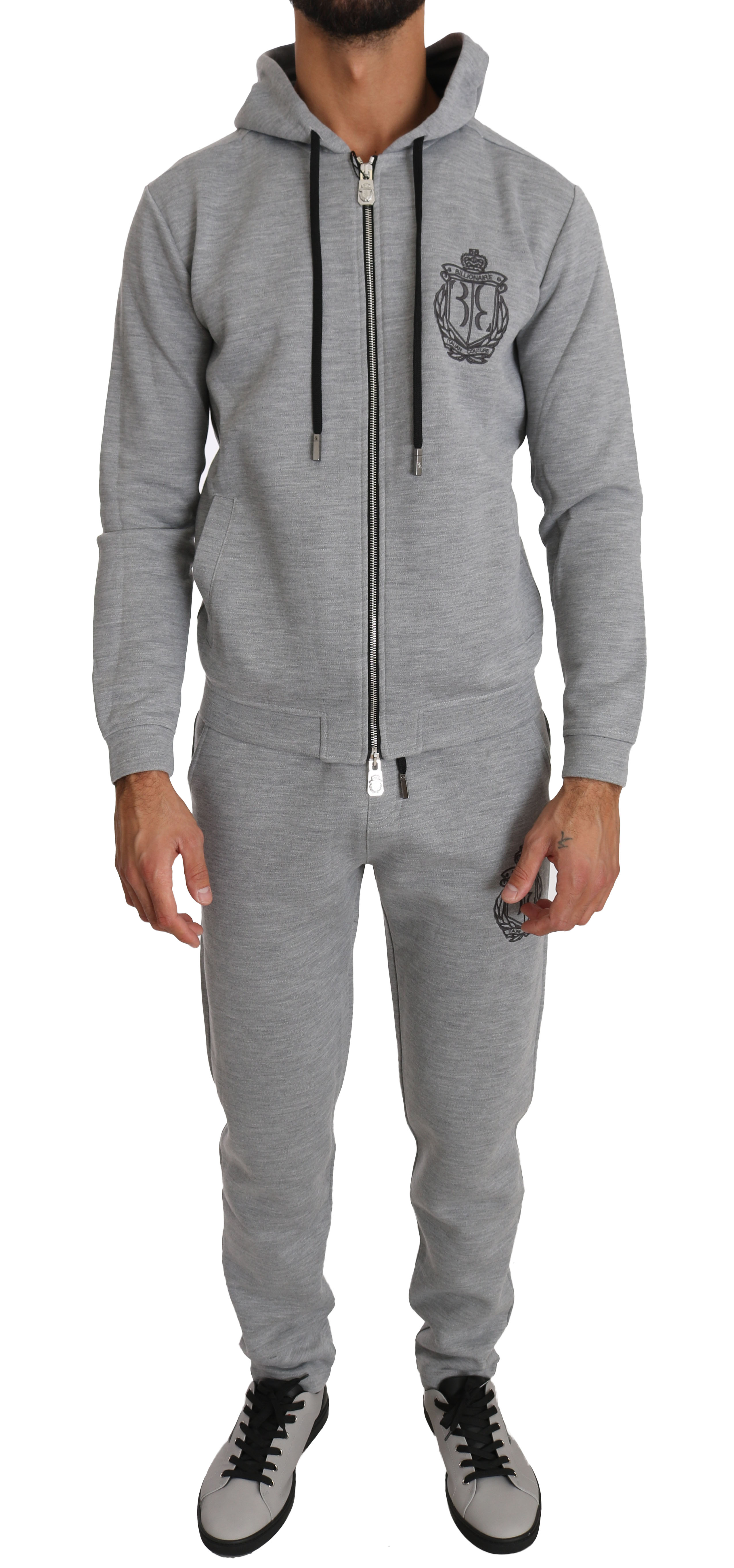 Billionaire Italian Couture Men's Hoodie Tracksuit Grey BIL1019 - IT60 | 3XL