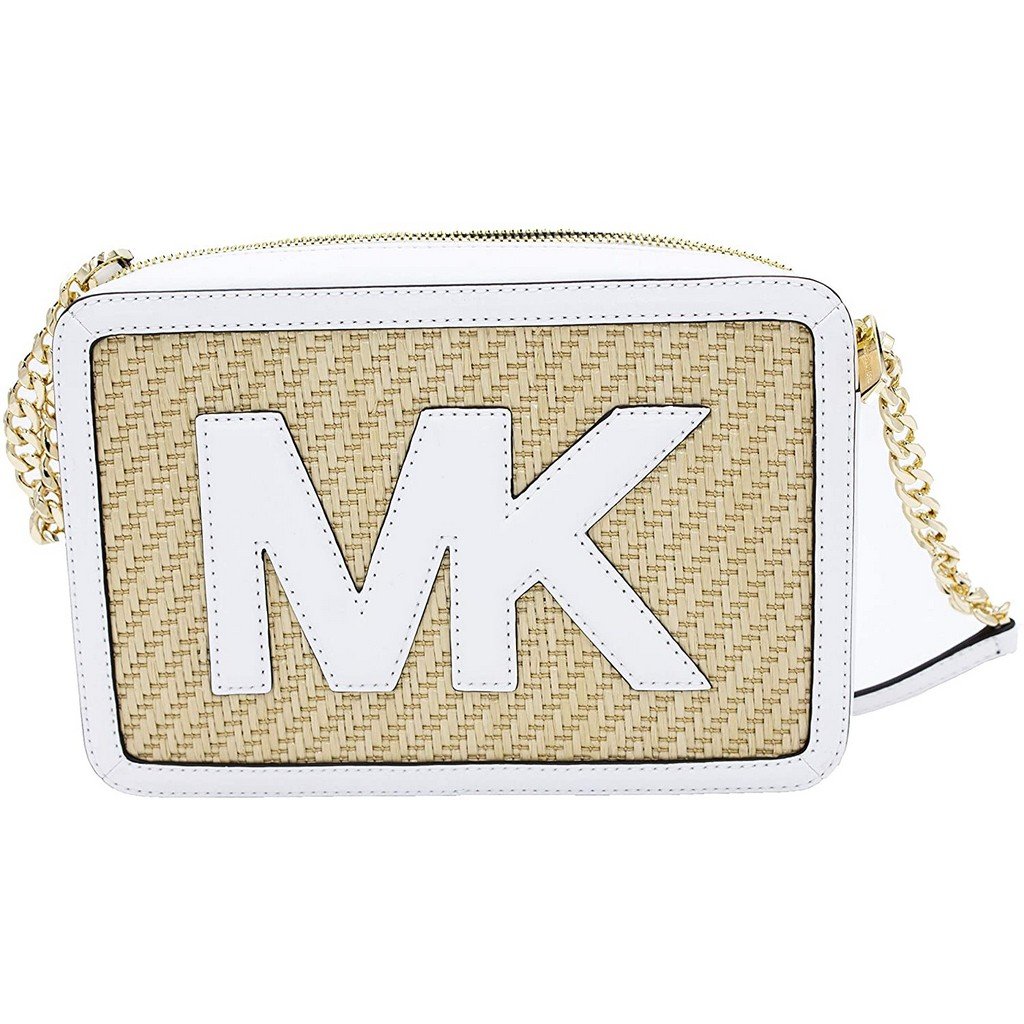Michael Kors Women's Straw Python Crossbody Bag White MK29393