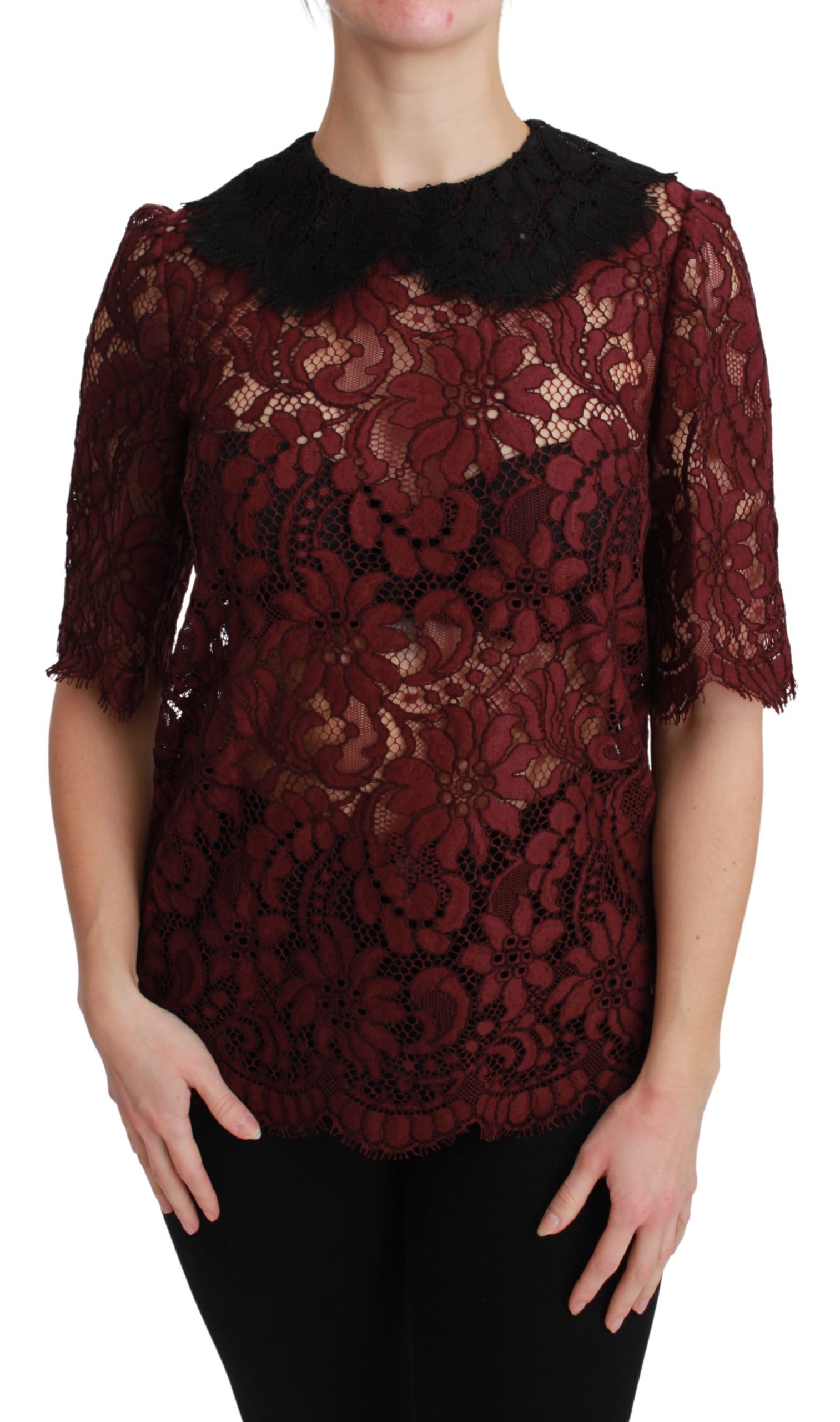 Dolce & Gabbana Women's Short Sleeve Top Maroon BGTSH2679 - IT42|M