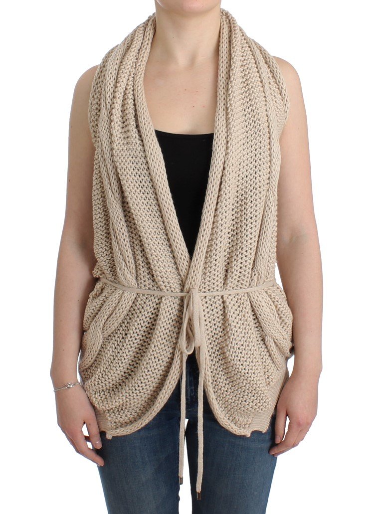 Costume National Women's Sleeveless Knitted Cardigan Beige SIG12085 - S