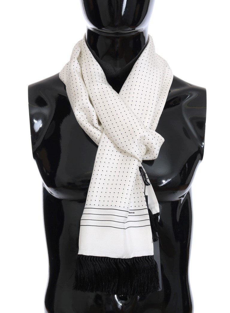Dolce & Gabbana Men's Silk Polka Dot Scarf Black MS2250