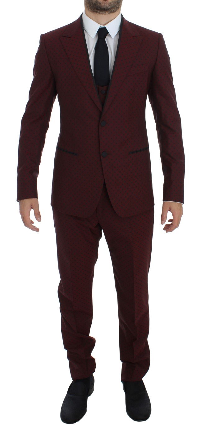 Dolce & Gabbana Men's Wool Stretch Slim 3 Piece Suit Bordeaux GTT10190 - IT50 | L