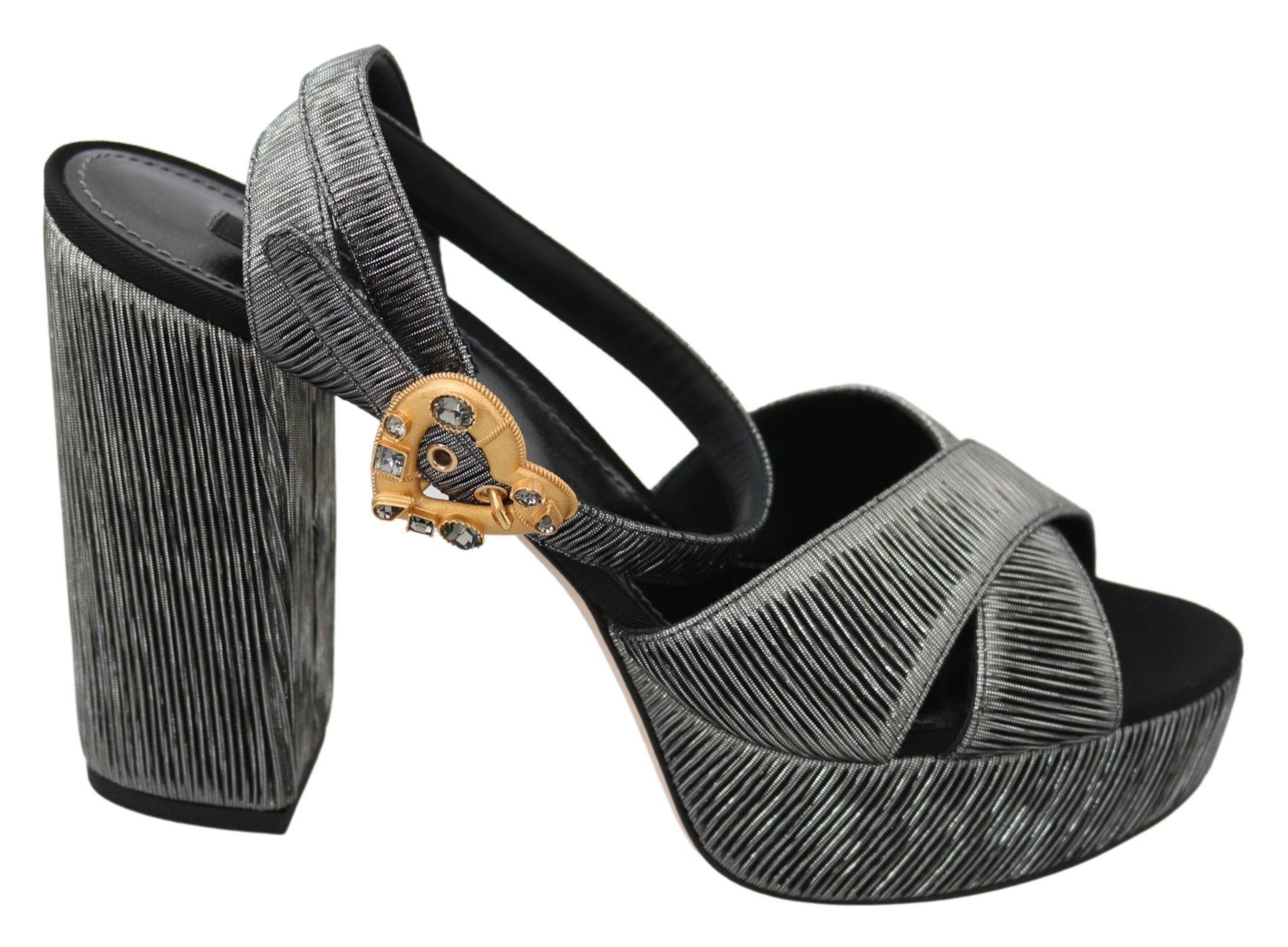 Gray Heart Heels Sandals Platform Shoes - EU41/US10.5