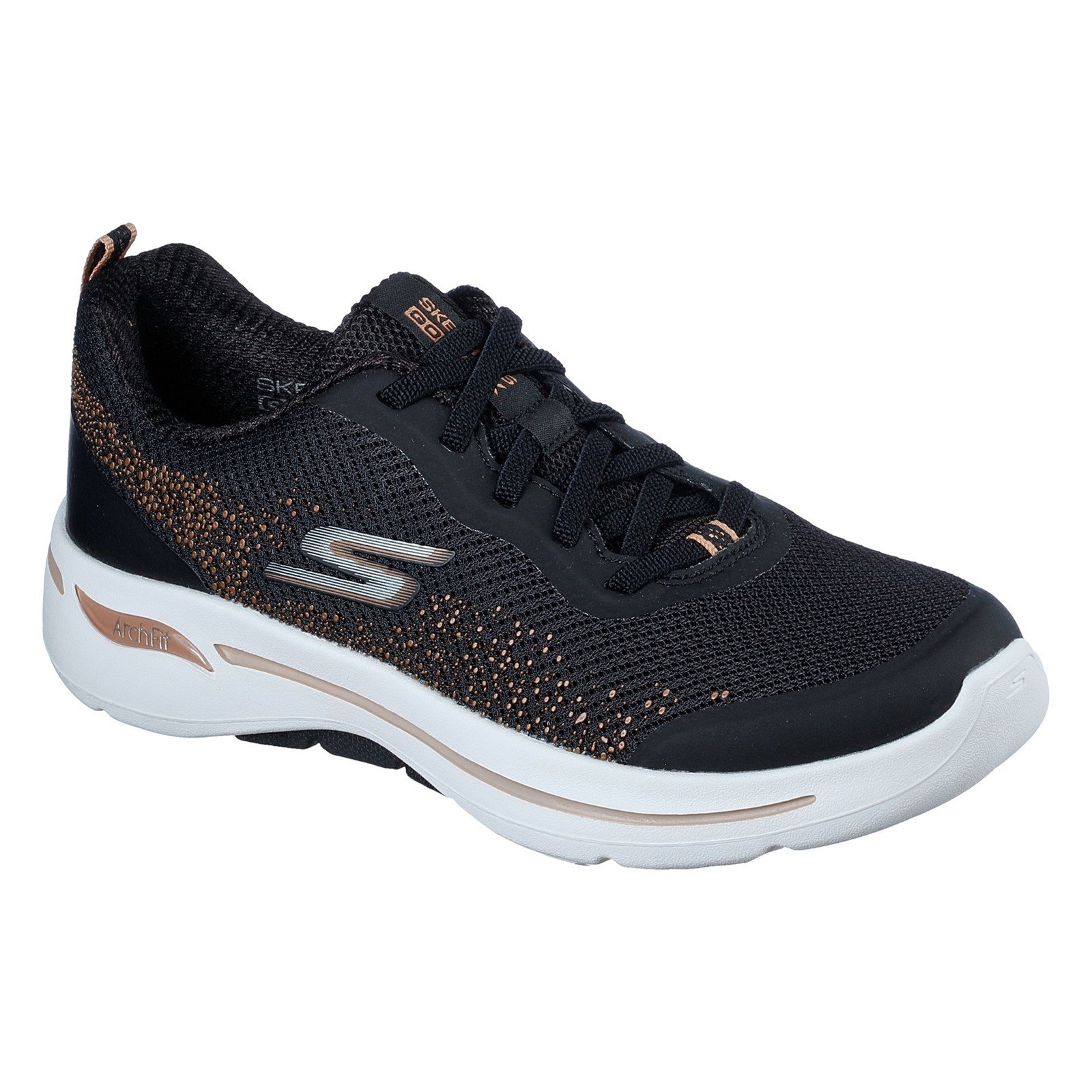 Skechers Women's Go Walk Arch Fit Flying Stars Trainer Various Colours 32841 - Black/Gold 4
