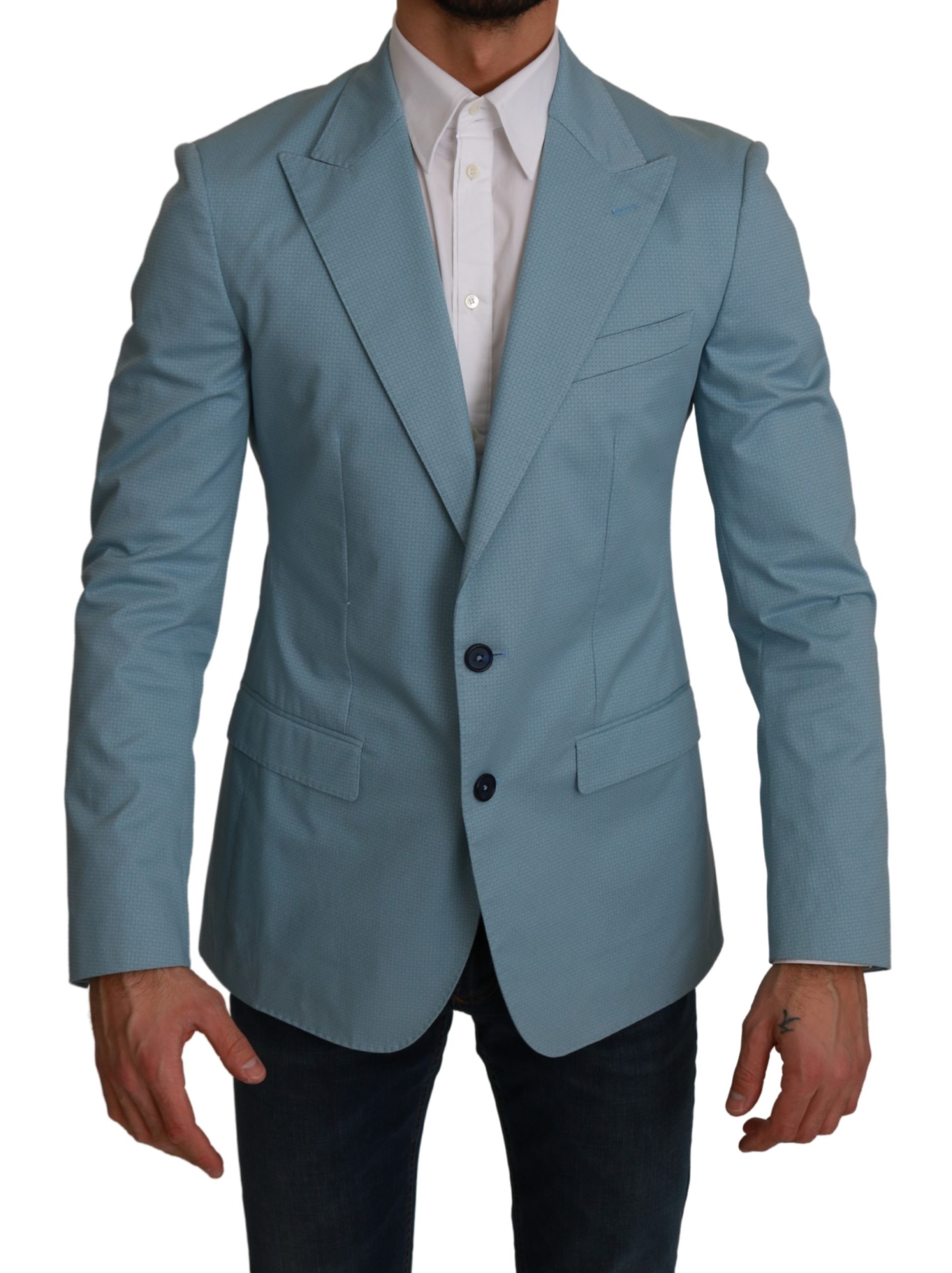Dolce & Gabbana Men's Slim Fit Coat Jacket MARTINI Blazer Blue KOS1736 - IT48 | M