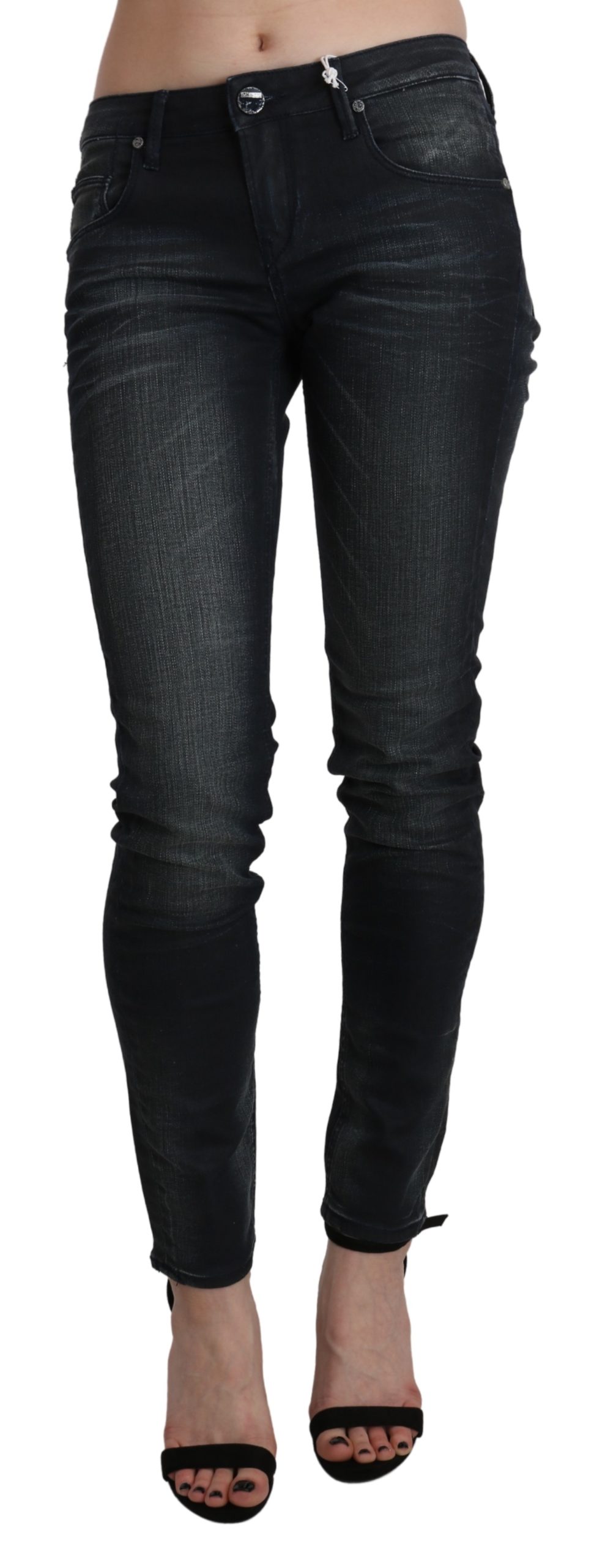 Black Washed Low Waist Skinny Denim Trouser - W28