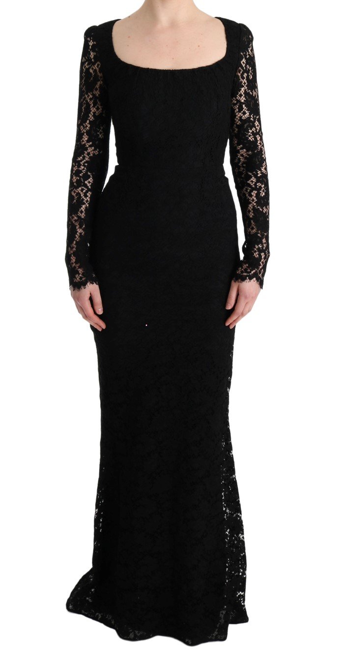 Dolce & Gabbana Women's Floral Lace Sheath Long Dress Black SIG60572 - IT36 | XS