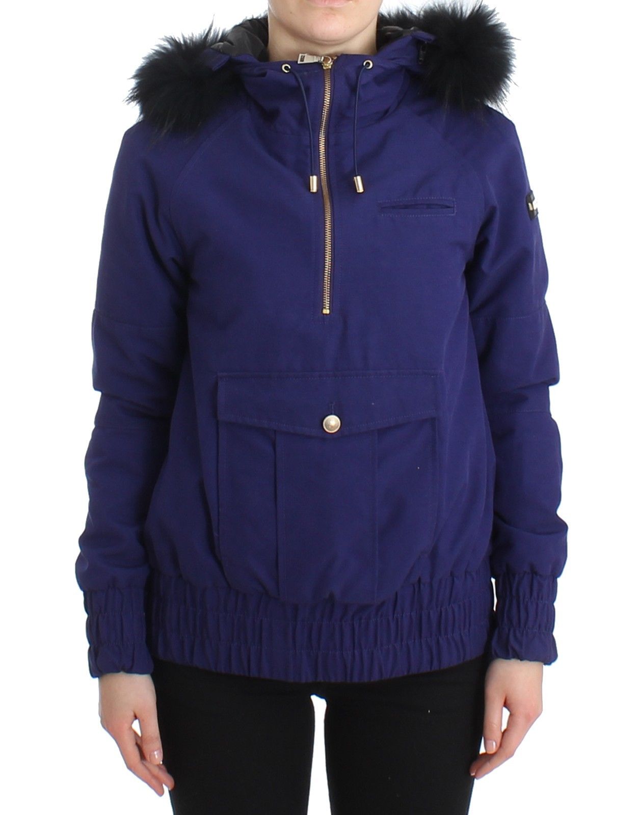 GF Ferre Women's Padded Hooded Short Jacket Blue SIG11604 - IT42