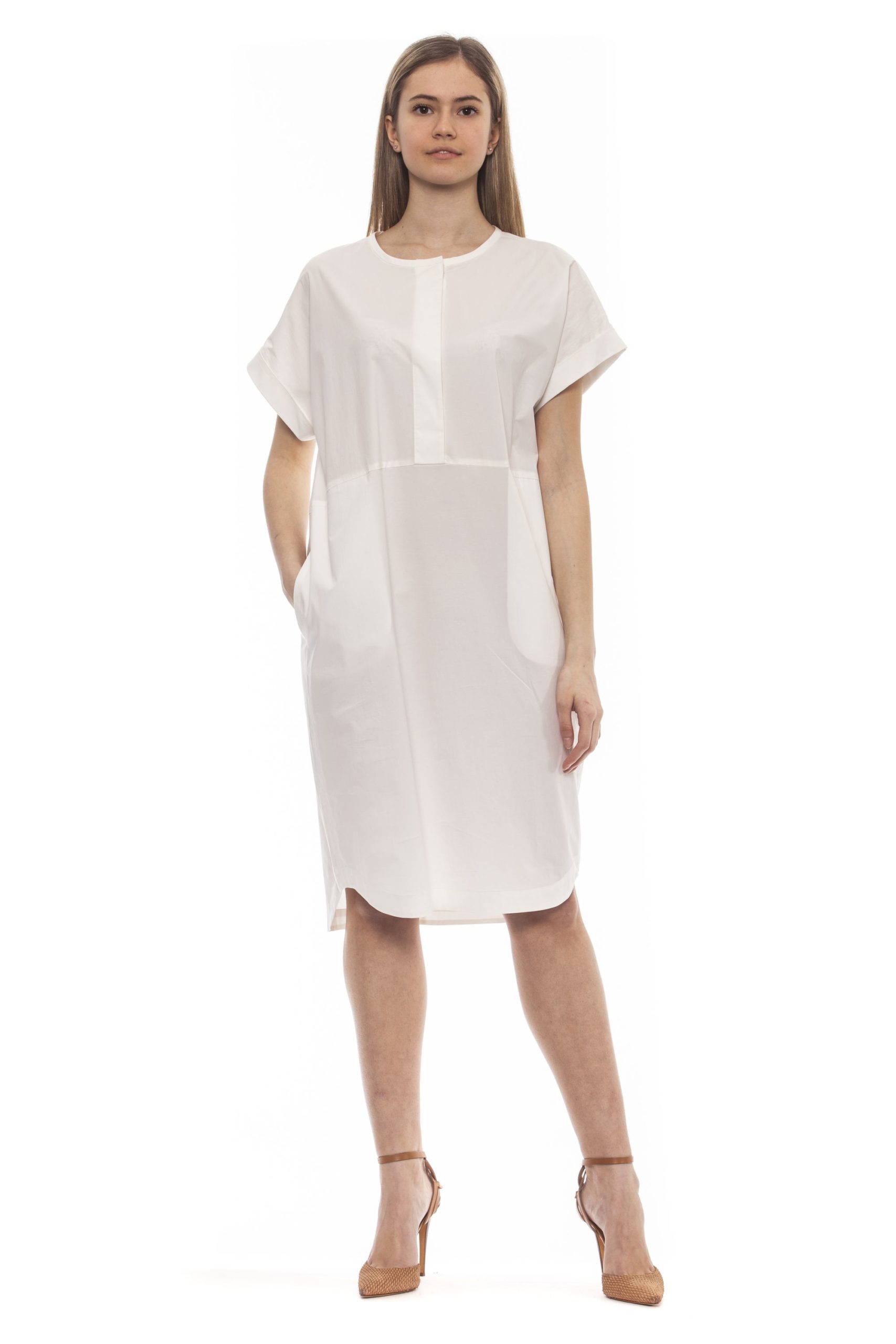 Peserico Women's Bianco Dress White PE1383236 - IT42 | S