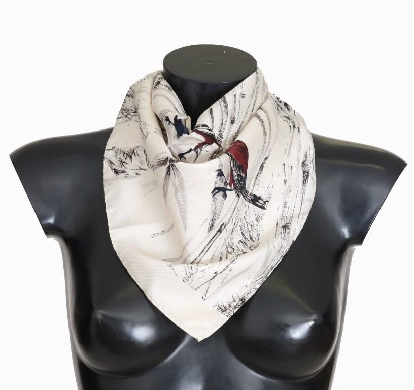 Dolce & Gabbana Women's Silk Bird Print Scarf White MS1783