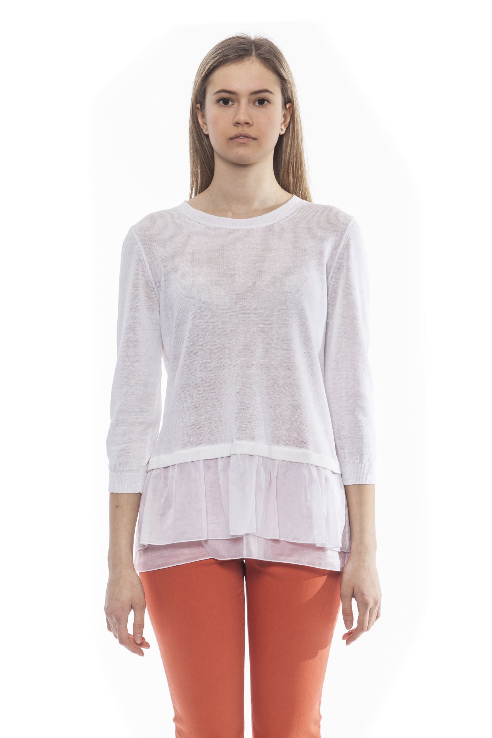 Peserico Women's Bianco Sweater White PE1381446 - IT42 | S