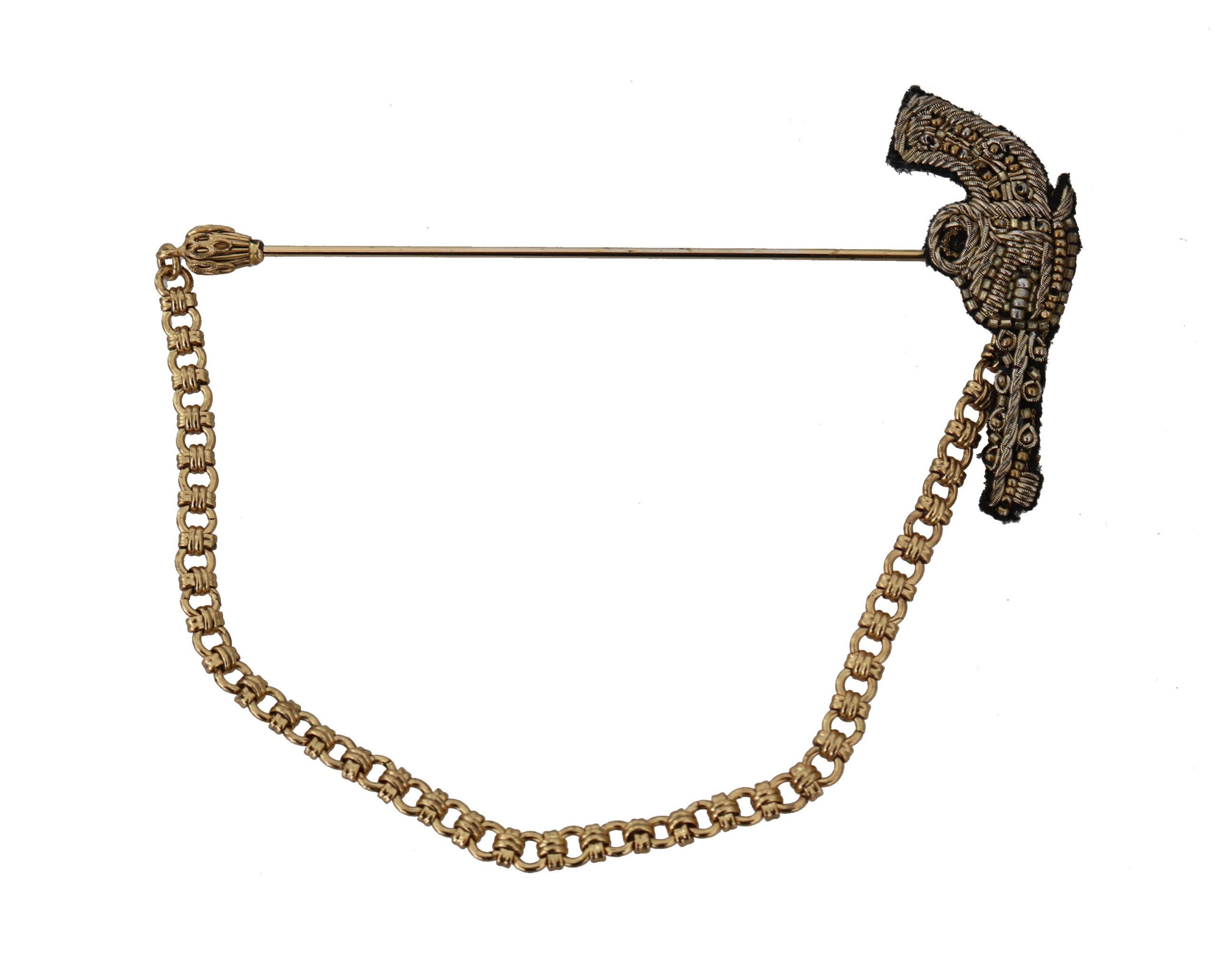 Dolce & Gabbana Women's Lapel Pin Copper Revolver Gun Brooch Gold SMY5058