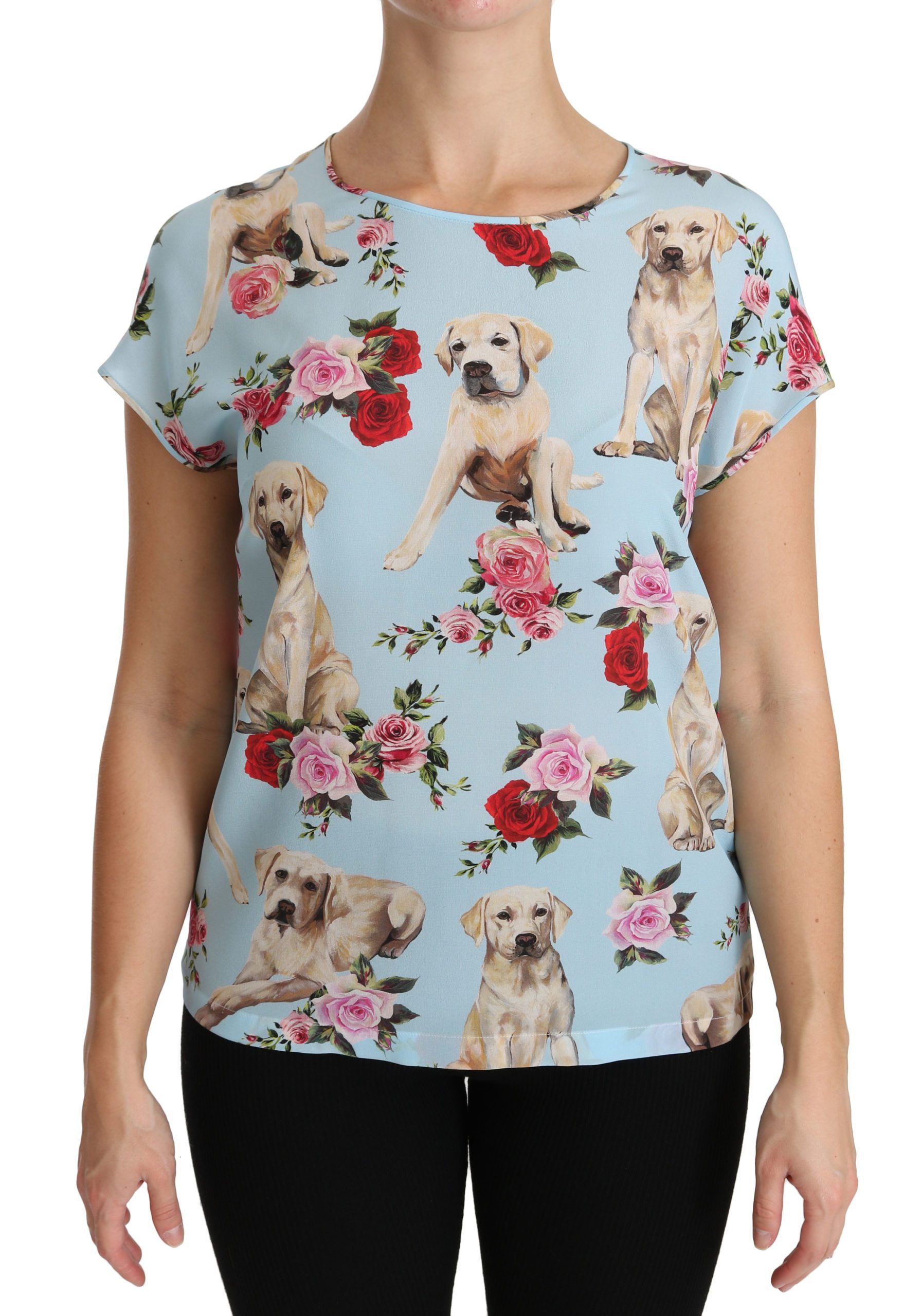 Dolce & Gabbana Women's Silk Short sleeve Tops Blue TSH4299 - IT40|S