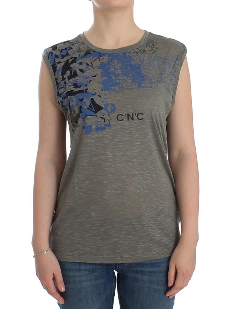 Costume National Women's Print Sleeveless T-Shirt Gray SIG12531 - XS