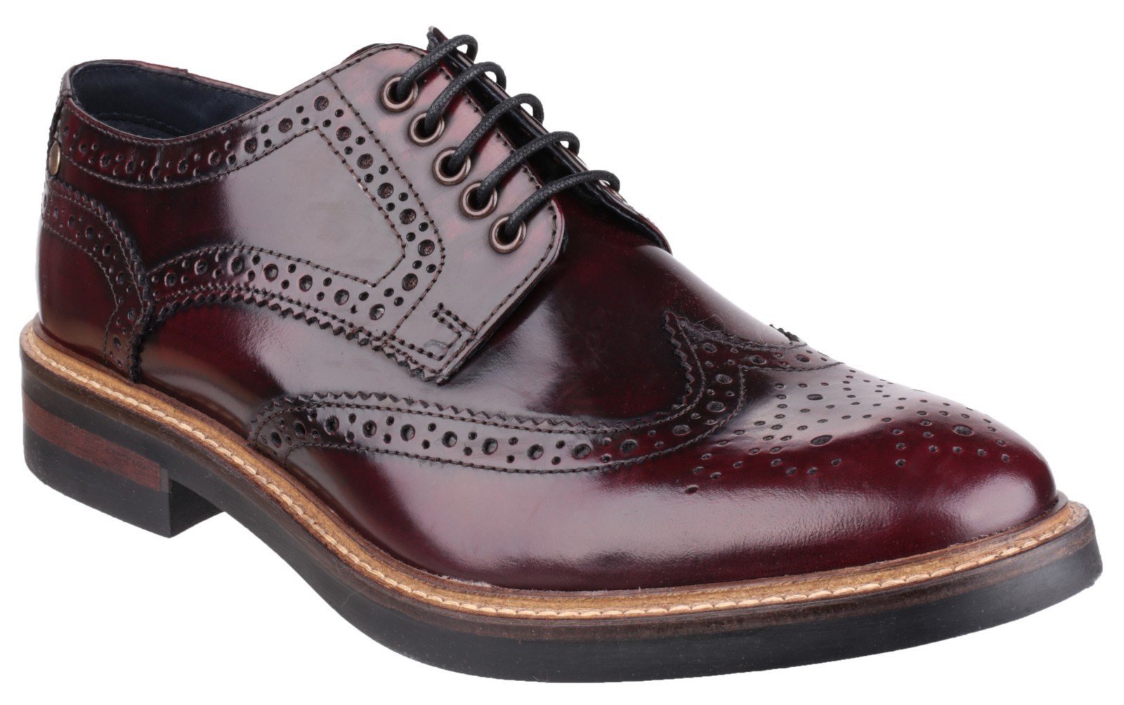 Base London Men's Woburn Hi-Shine Brogue Shoe Bordeaux 22724 - Bordo hi shine 6