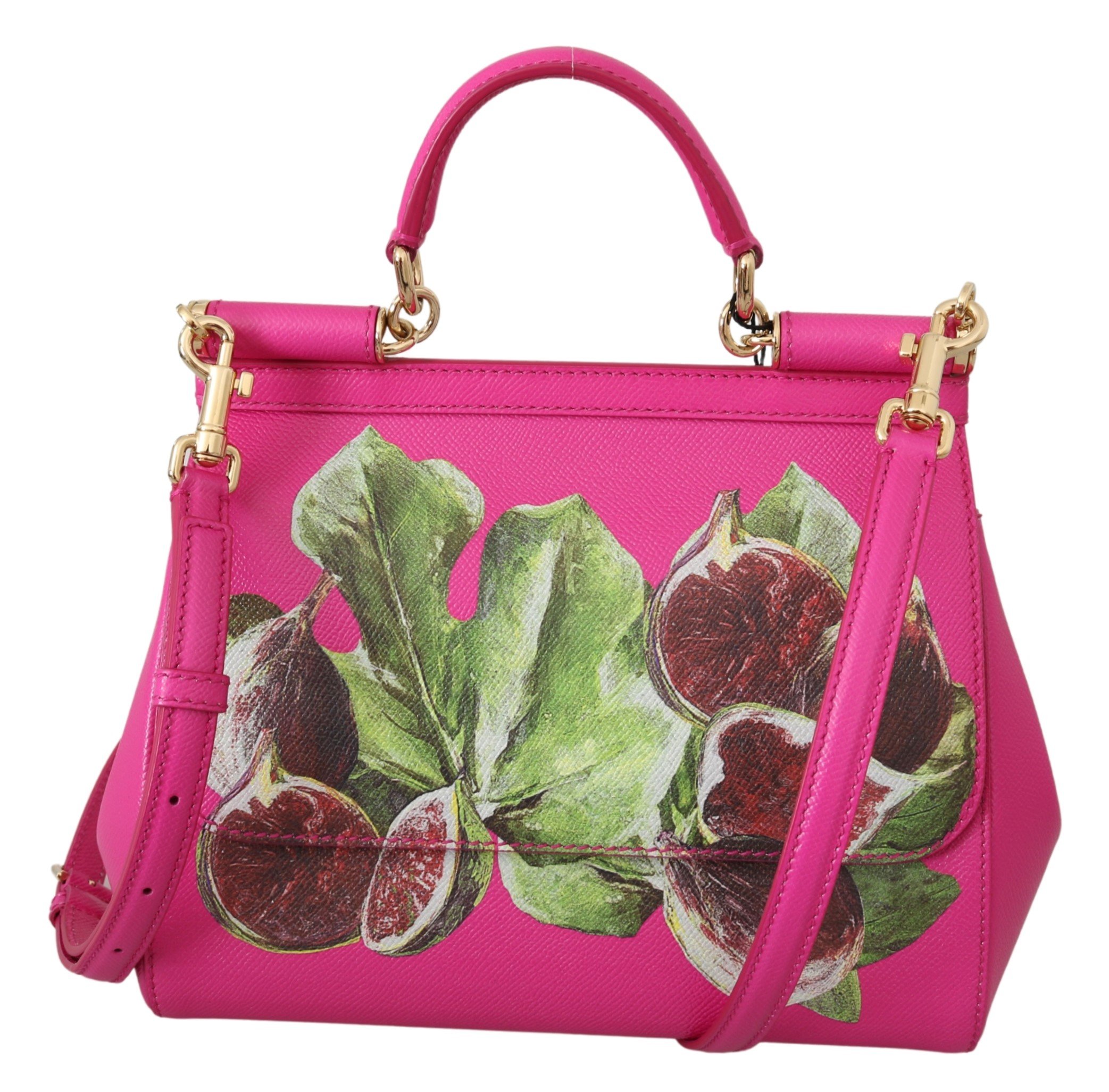 Dolce & Gabbana Women's Fig Fruit SICILY Leather Shoulder Bag Pink VAS9948