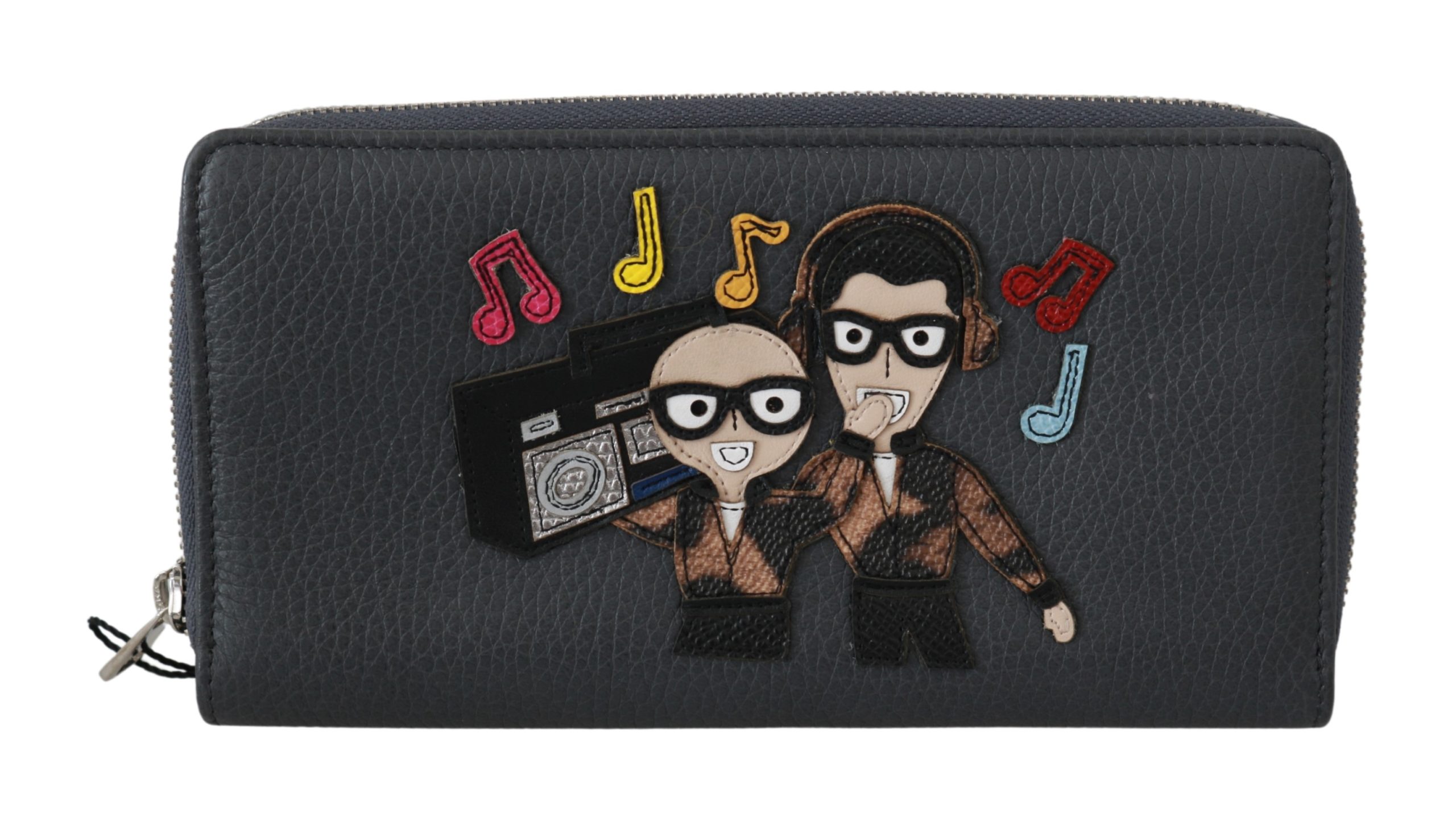 Dolce & Gabbana Men's Zipper Continental Leather Wallet Gray VAS9309