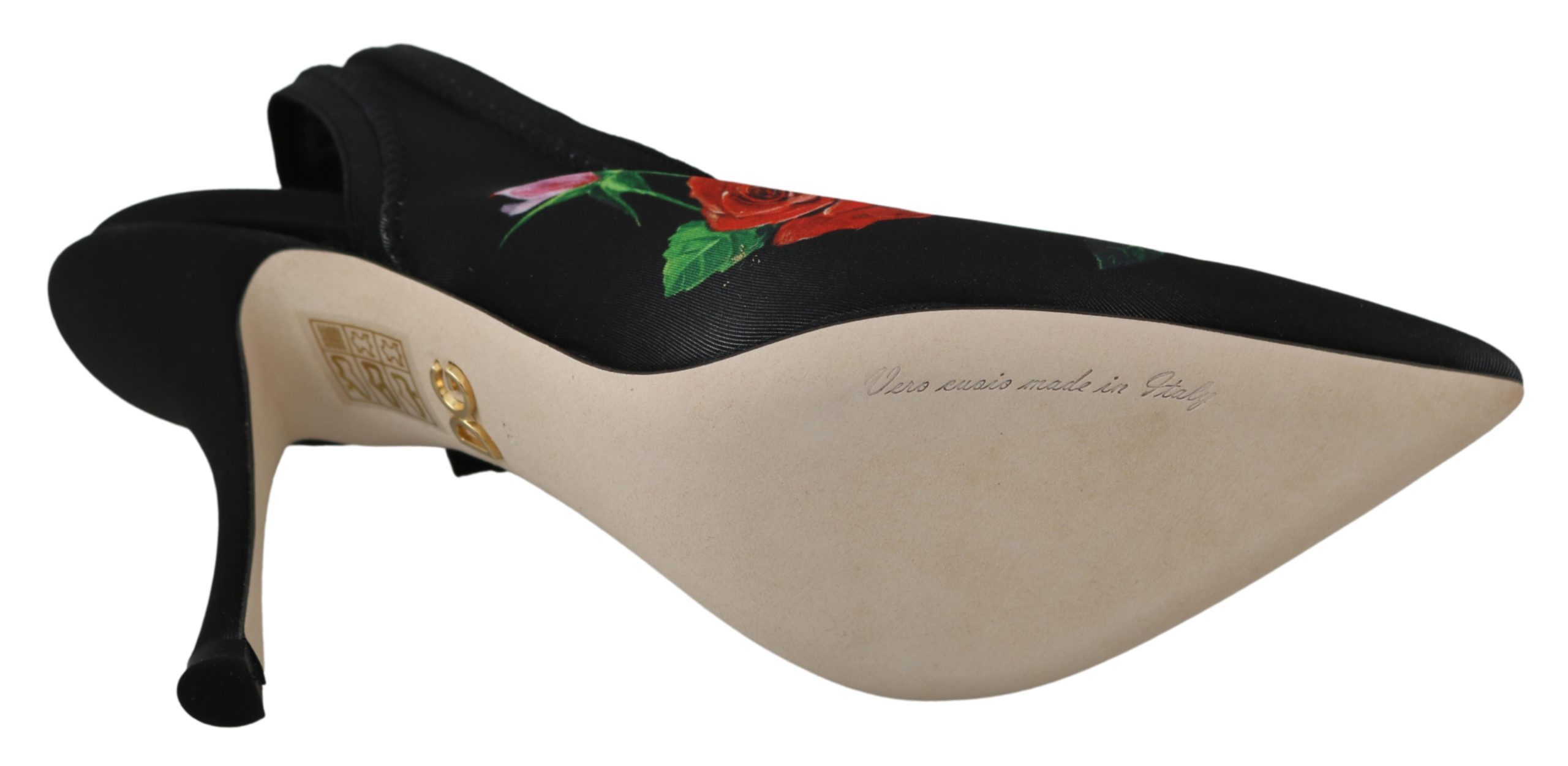 Dolce & Gabbana Women's Roses Stretch Slingback Pumps Black LA6585 - EU35.5/US5