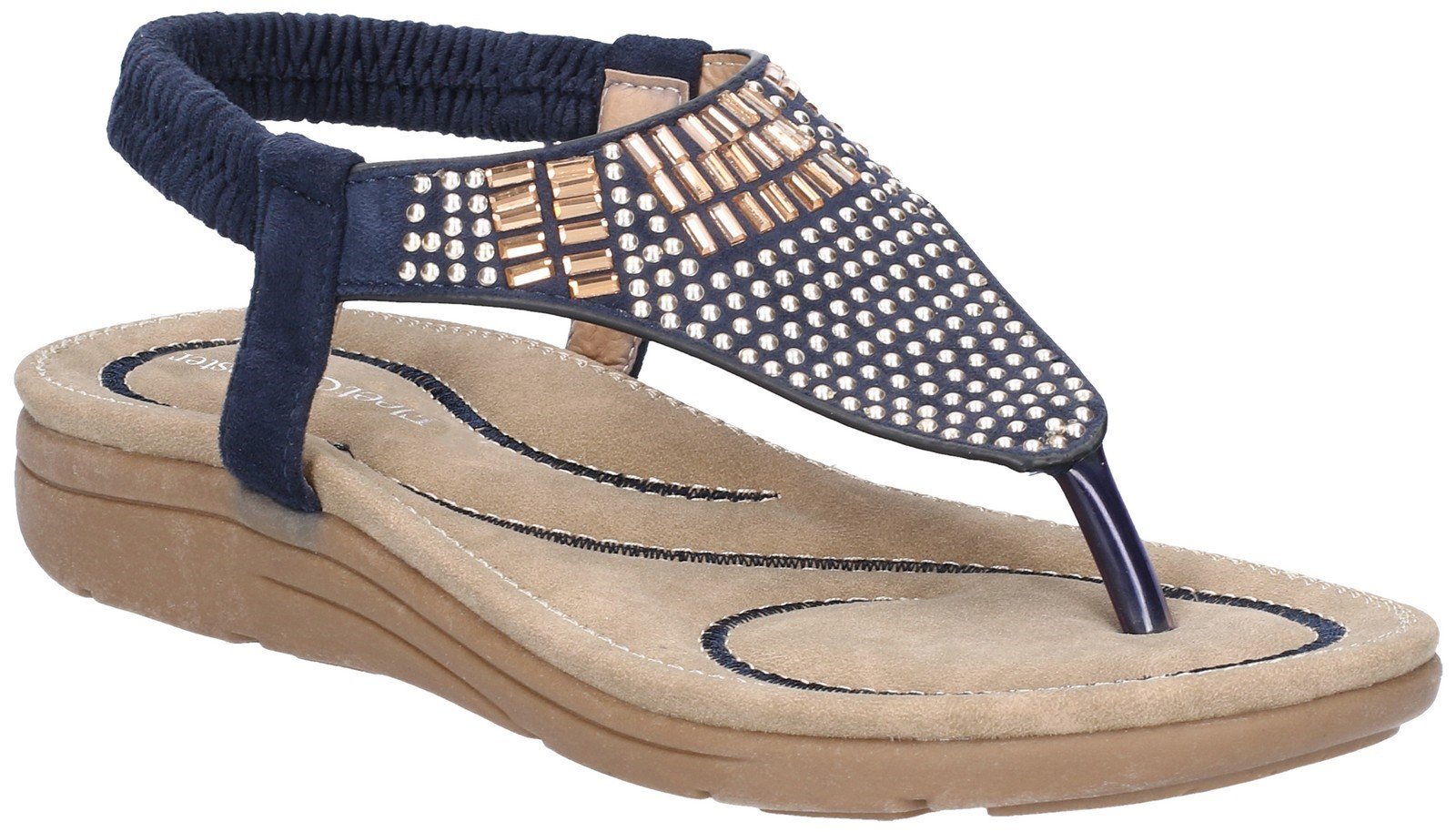 Fleet & Foster Women's Mulberry Elastic Sandal Various Colours 28277 - Navy 3