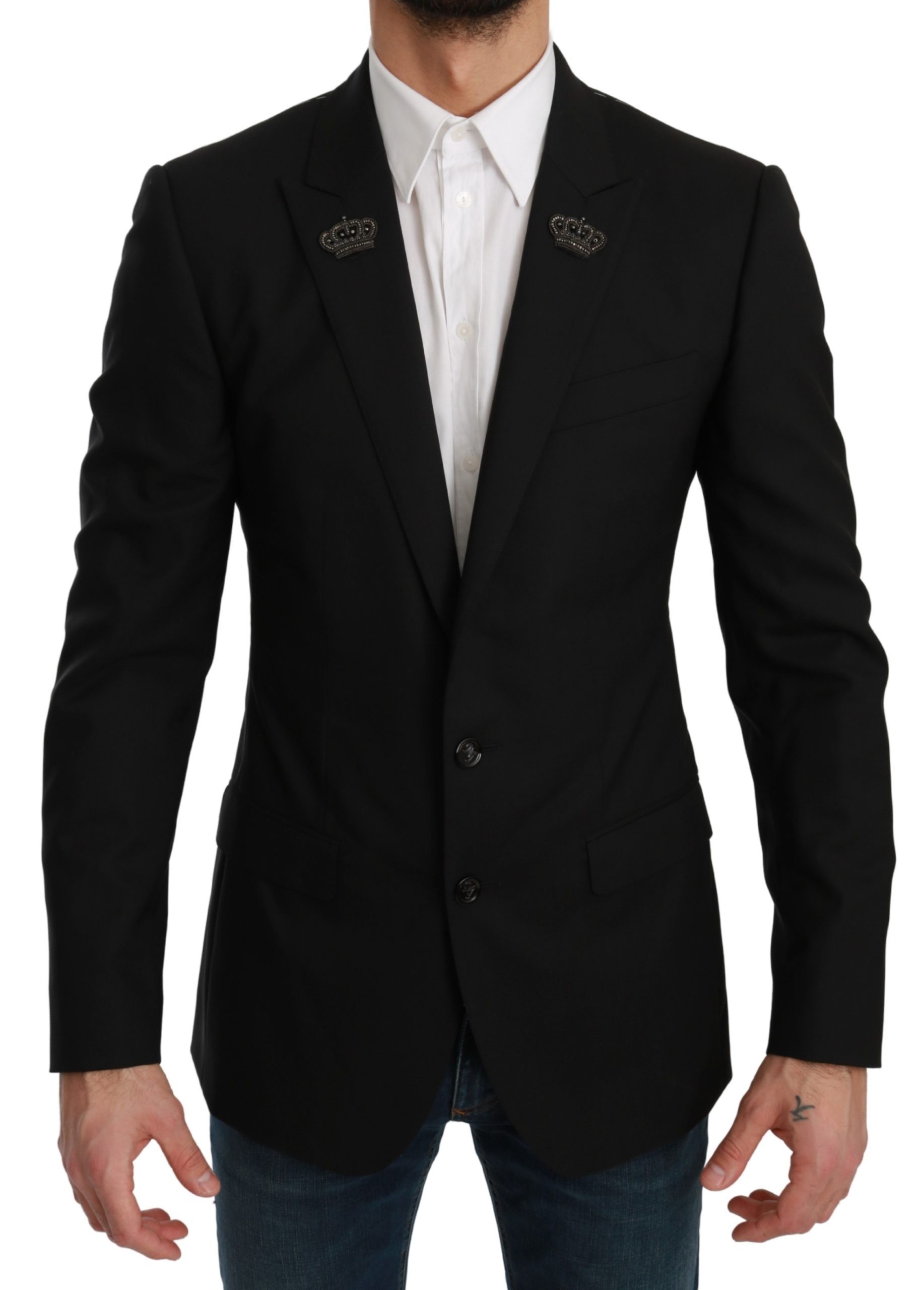 Dolce & Gabbana Men's Crown Slim Fit Wool Blazer Black KOS1771 - IT46 | S
