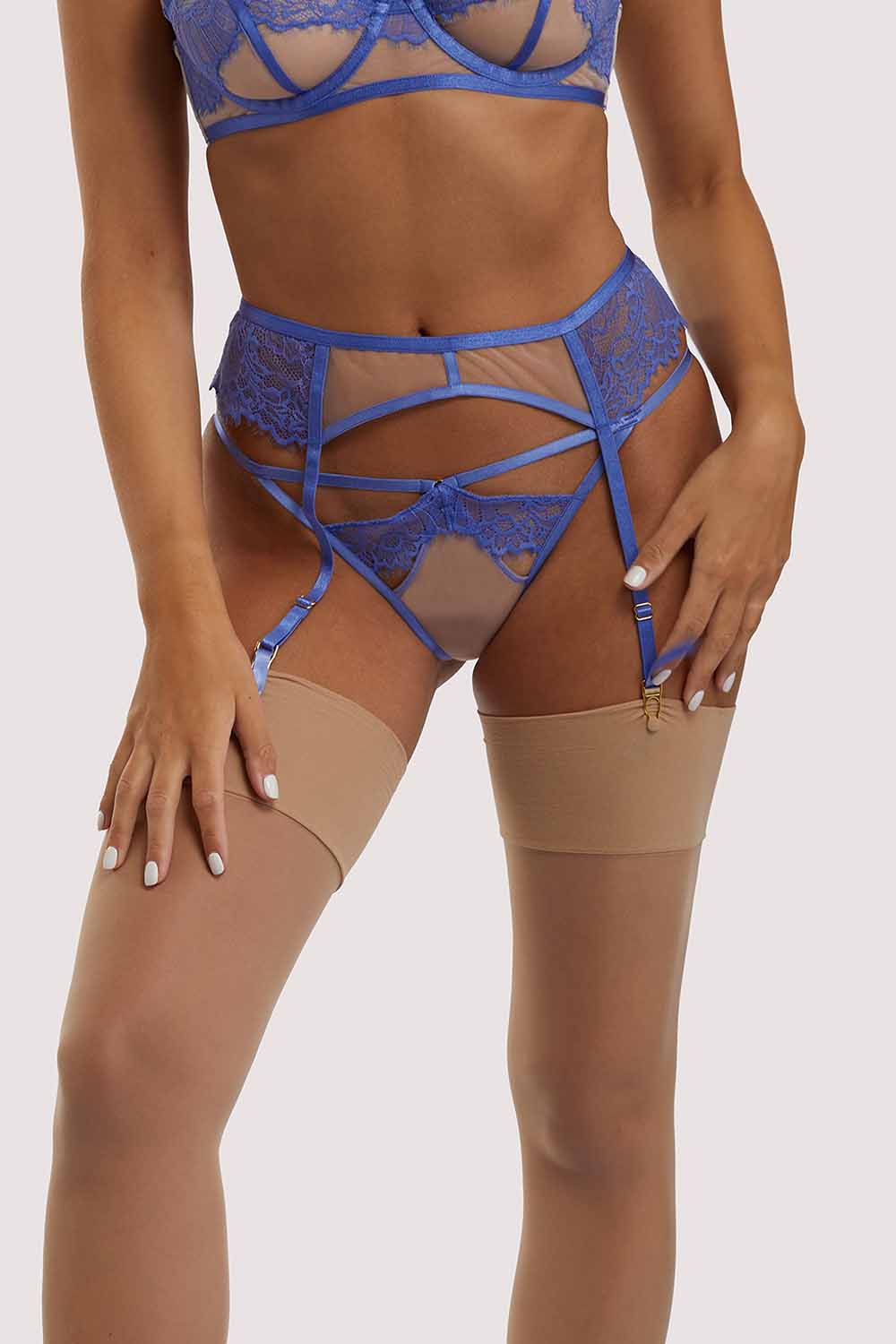 Hustler Mya Blue Lace Suspender UK 10 / US 6