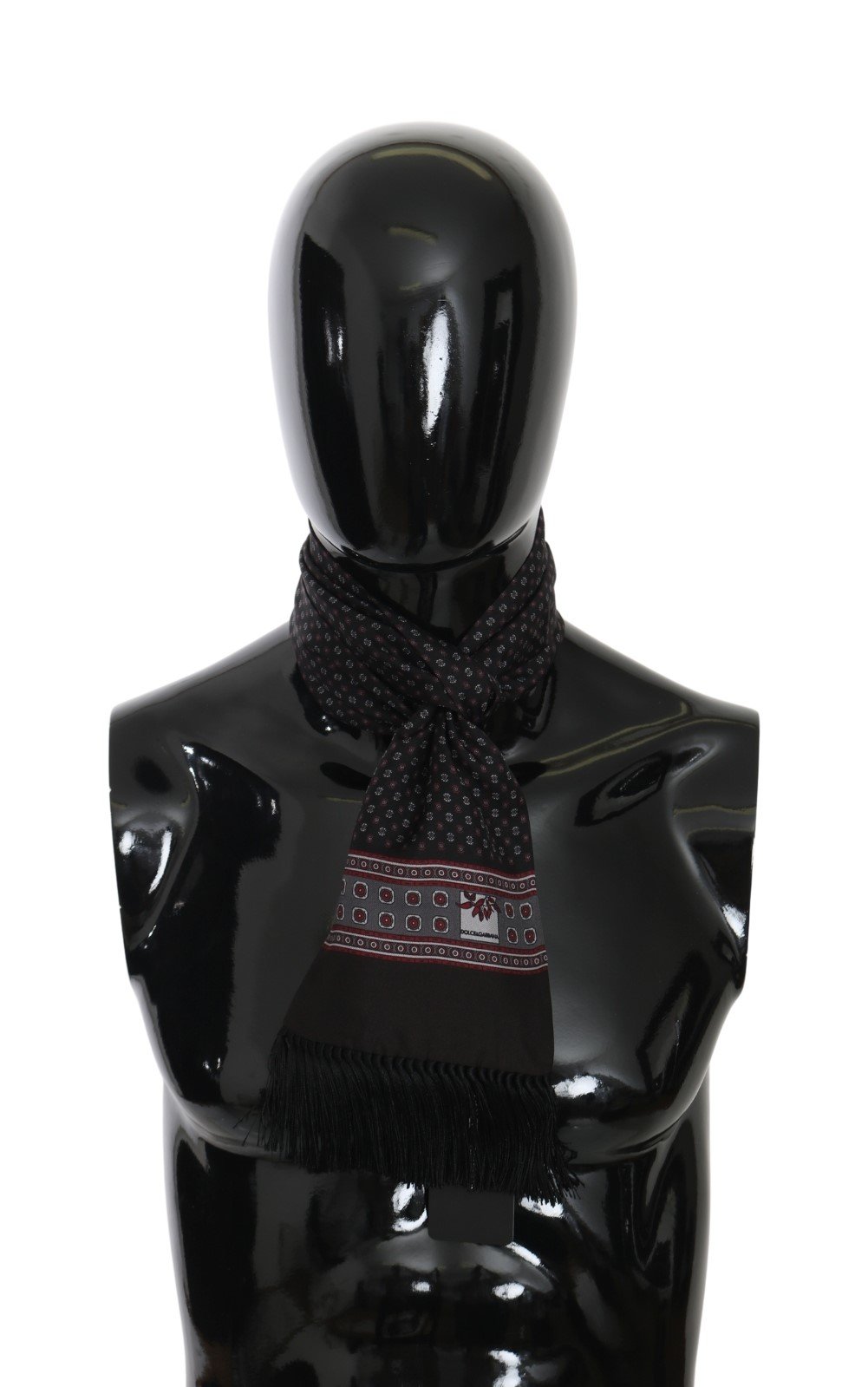 Dolce & Gabbana Men's Baroque Fringe Wrap Shawl Silk Scarf Brown MS5509