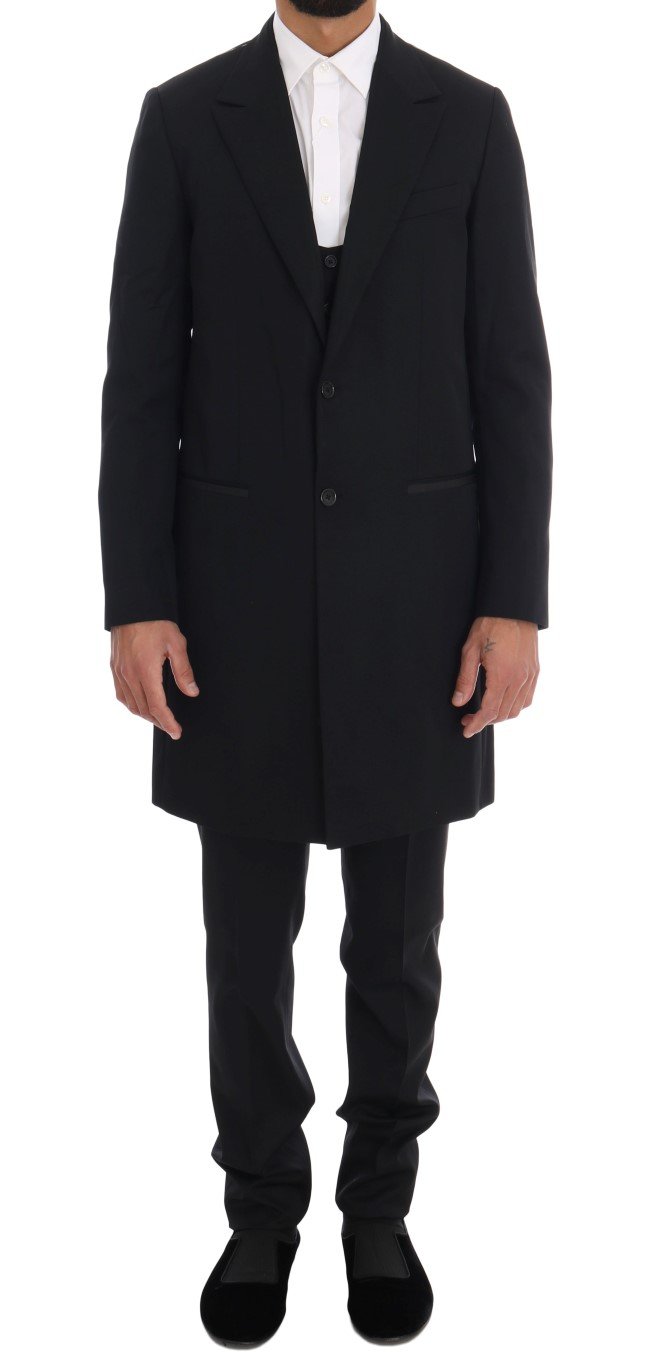 Dolce & Gabbana Men's Wool Long 3 Piece Suit Black KOS1124 - IT52 | XL