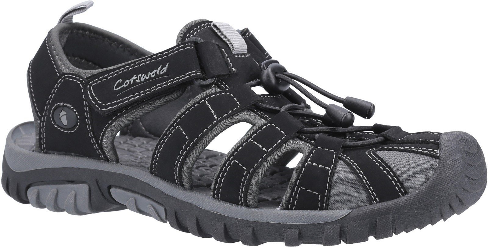 Cotswold Men's Sandhurst Touch Fastening Sandal Various Colours 30160 - Black/Grey 7
